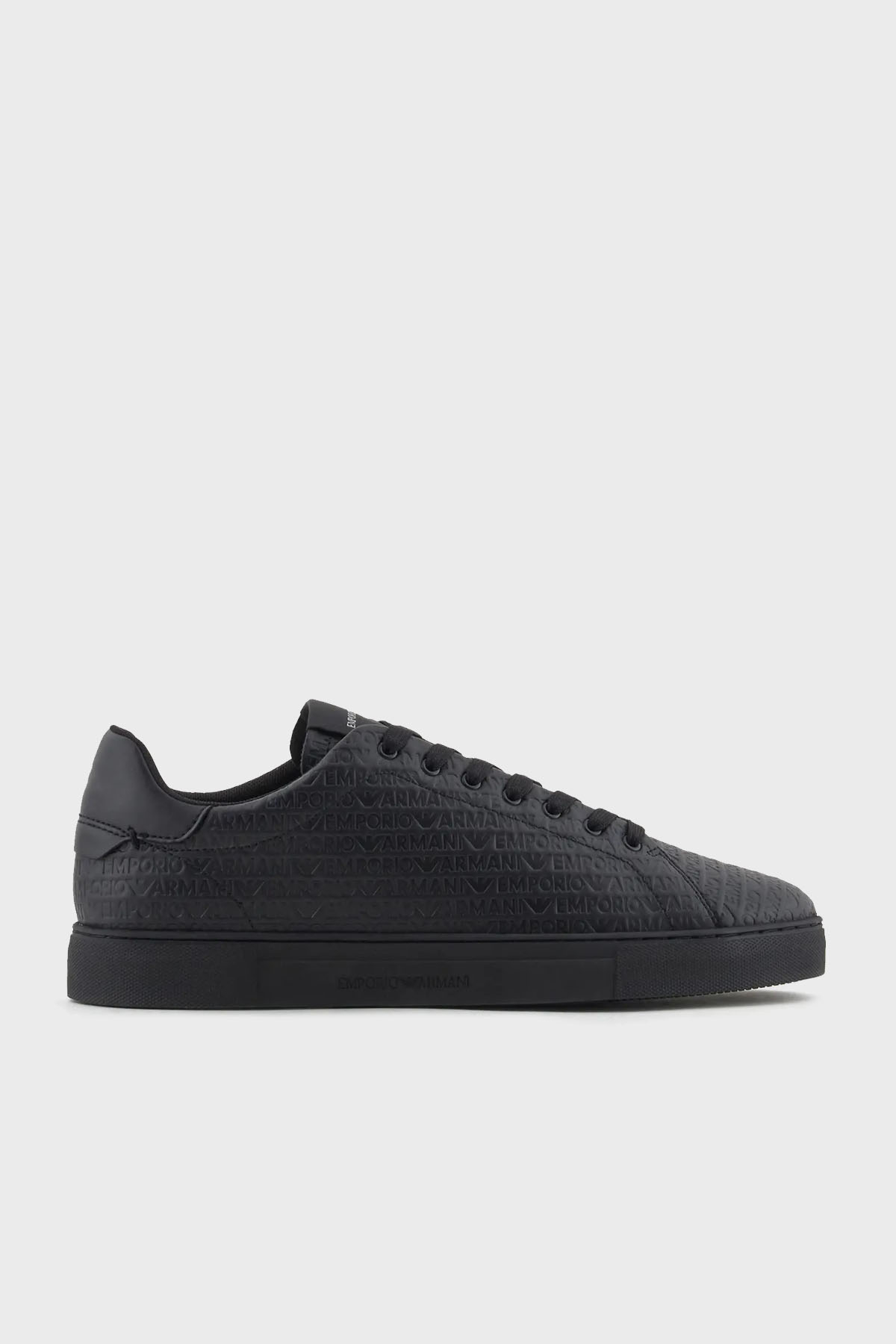 Emporio Armani Deri Logolu Sneaker Erkek Ayakkabı X4X670 XD432 00002 SİYAH