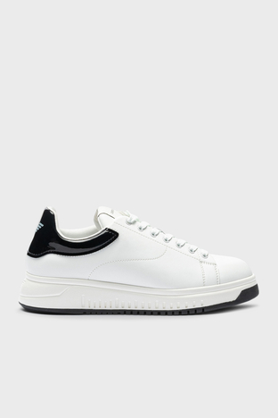 Emporio Armani Deri Sneaker Erkek Ayakkabı X4X264 XN818 D611 BEYAZ - Emporio Armani