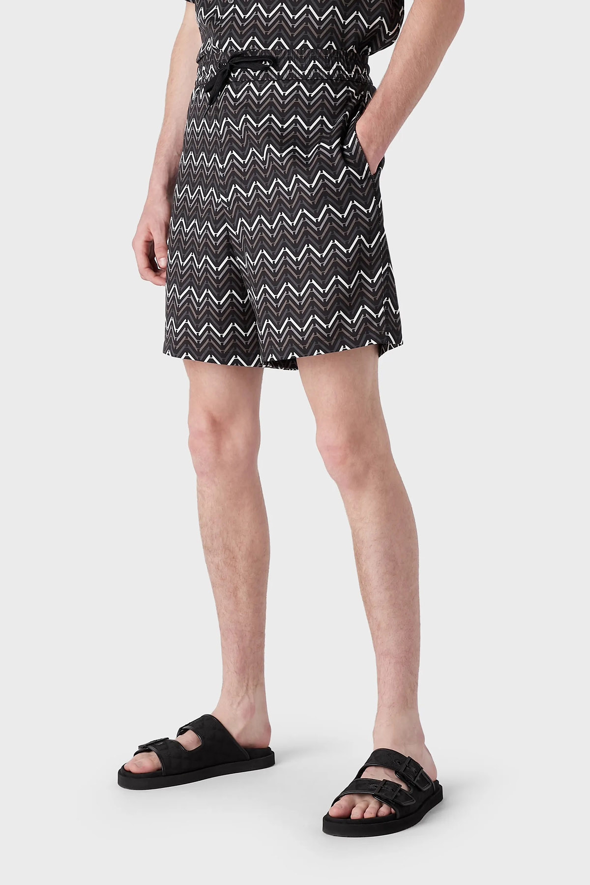 Emporio Armani Desenli Belden Bağlamalı Regular Fit Cepli Erkek Bermuda 3R1PR0 1NWDZ F074 SİYAH