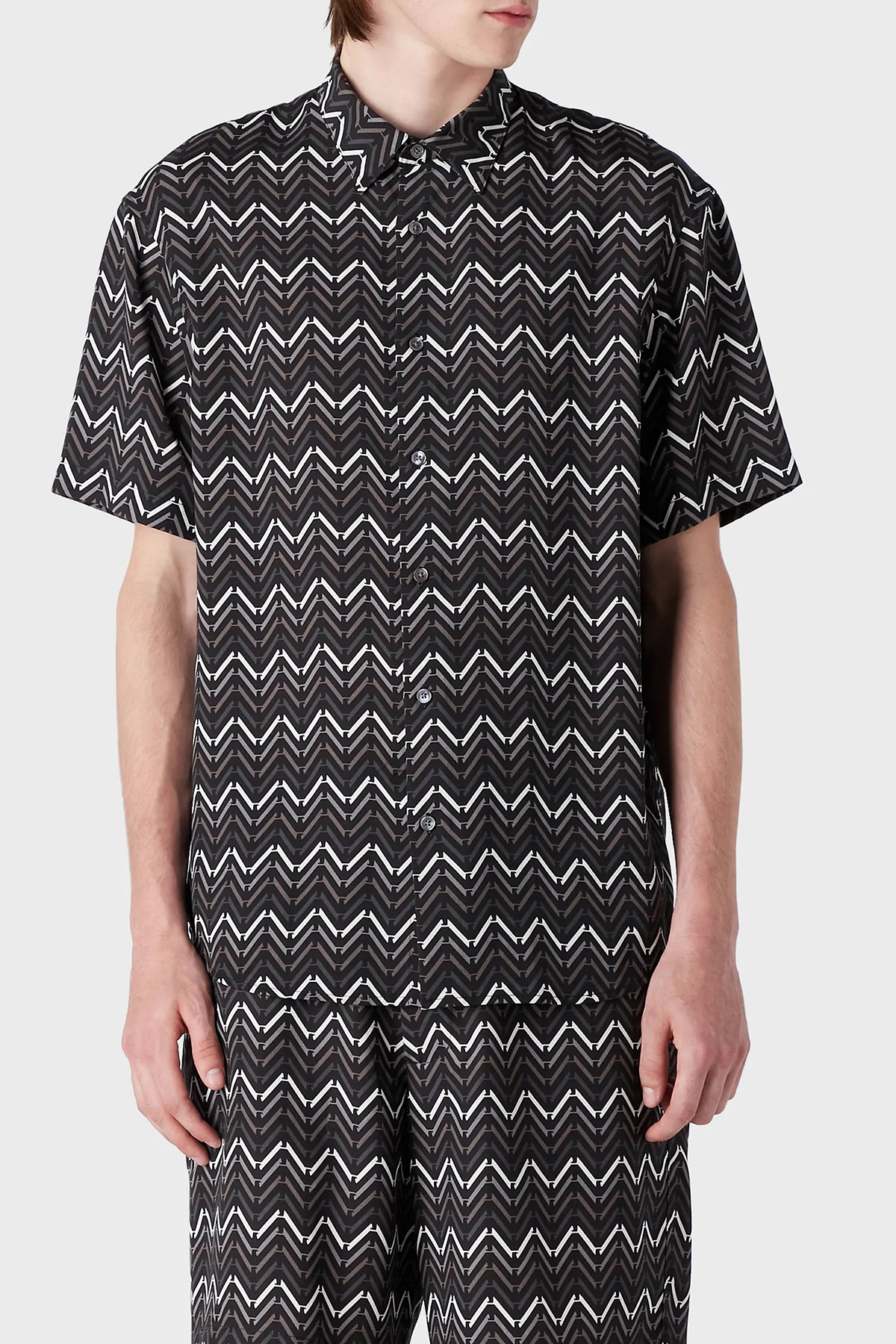 Emporio Armani Desenli Kısa Kollu Erkek Gömlek 3R1CQ7 1NWDZ F074 SİYAH