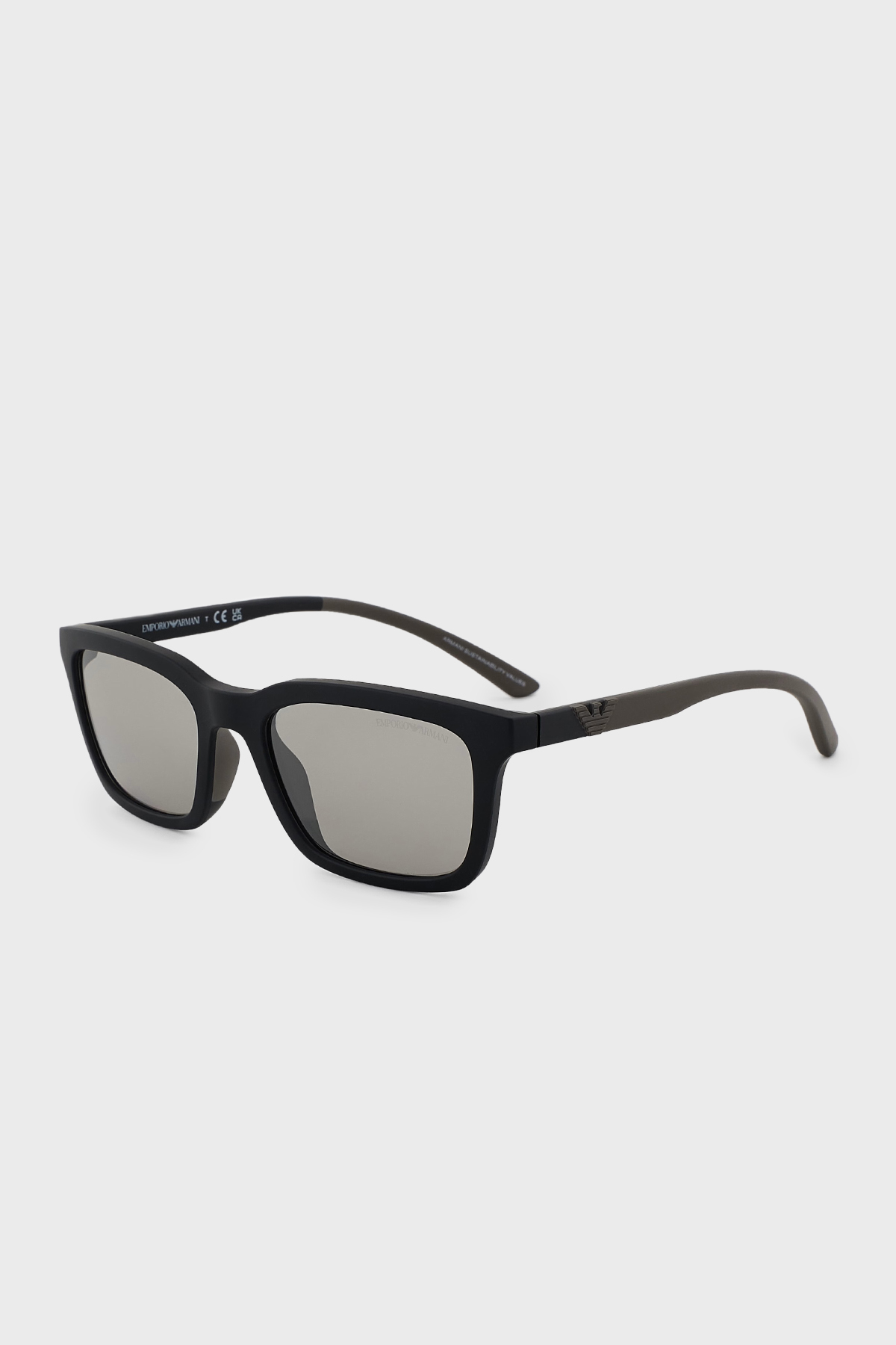 Emporio Armani Dikdörtgen Güneş Erkek Gözlük 0EA4249U 500181 55 Mat Siyah-Gri Polarize