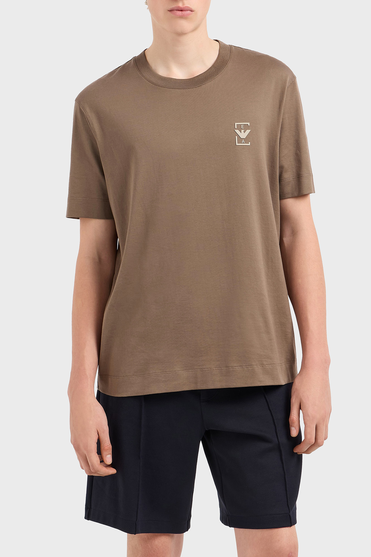Emporio Armani Emporio Armani % 100 Pamuk Relaxed Fit Bisiklet Yaka Erkek T Shirt EM001068 AF12926 U6195 KAHVE