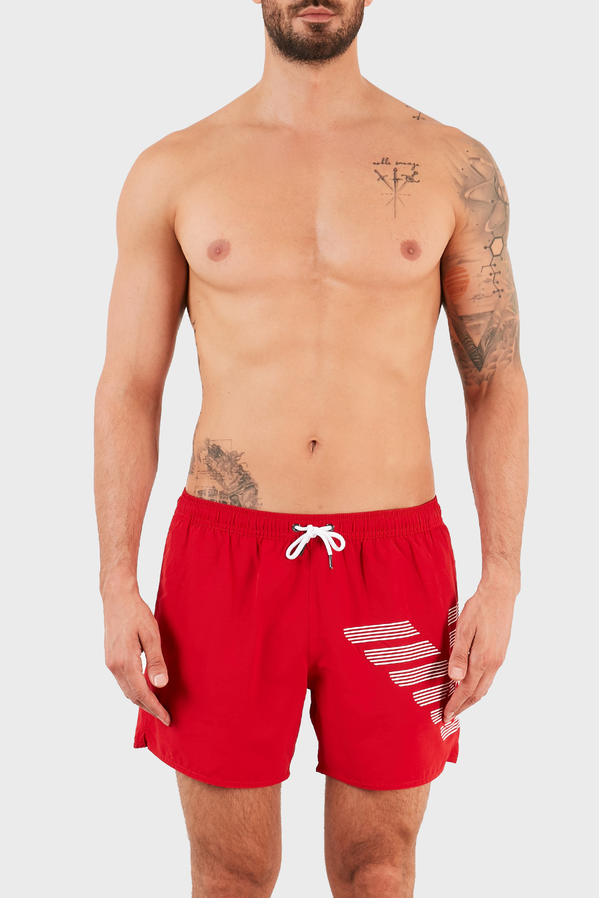 Emporio Armani Baskılı Belden Bağlamalı Erkek Mayo Short S 211740 1P427 06574 KIRMIZI