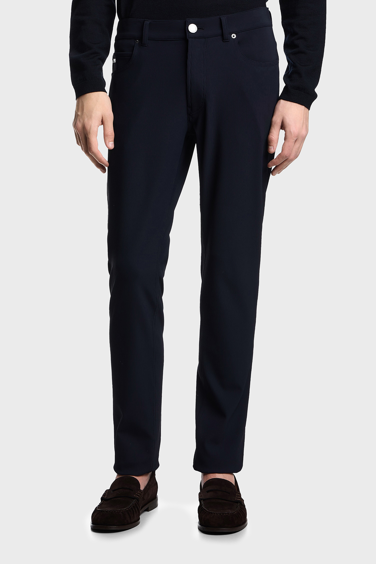 Emporio Armani Fitilli Regular Fit Normal Bel Düz Paça Erkek Kot Pantolon EM000062 AF14076 UB118 LACİVERT