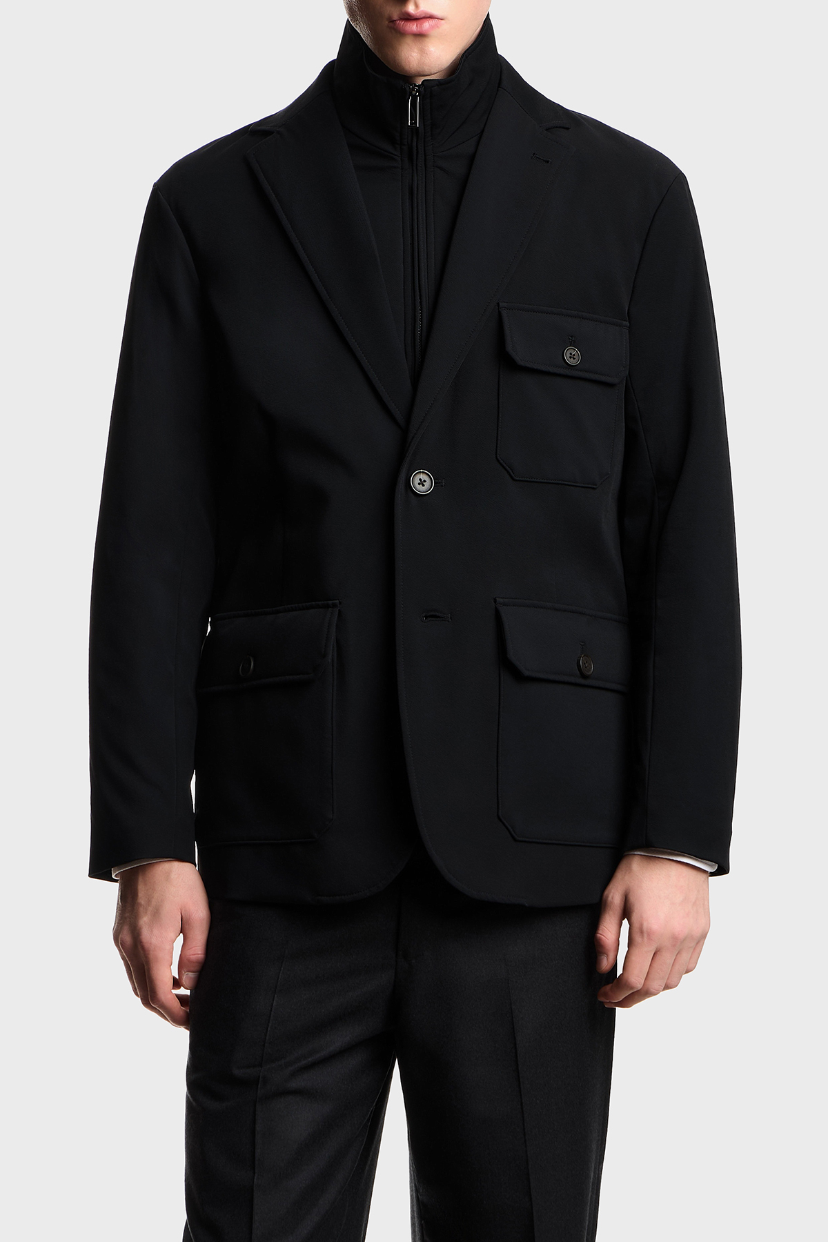 Emporio Armani Hafif Dolgulu Regular Fit Kruvaze Yaka Blazer Erkek Ceket EM003835 AF18502 UC001 SİYAH