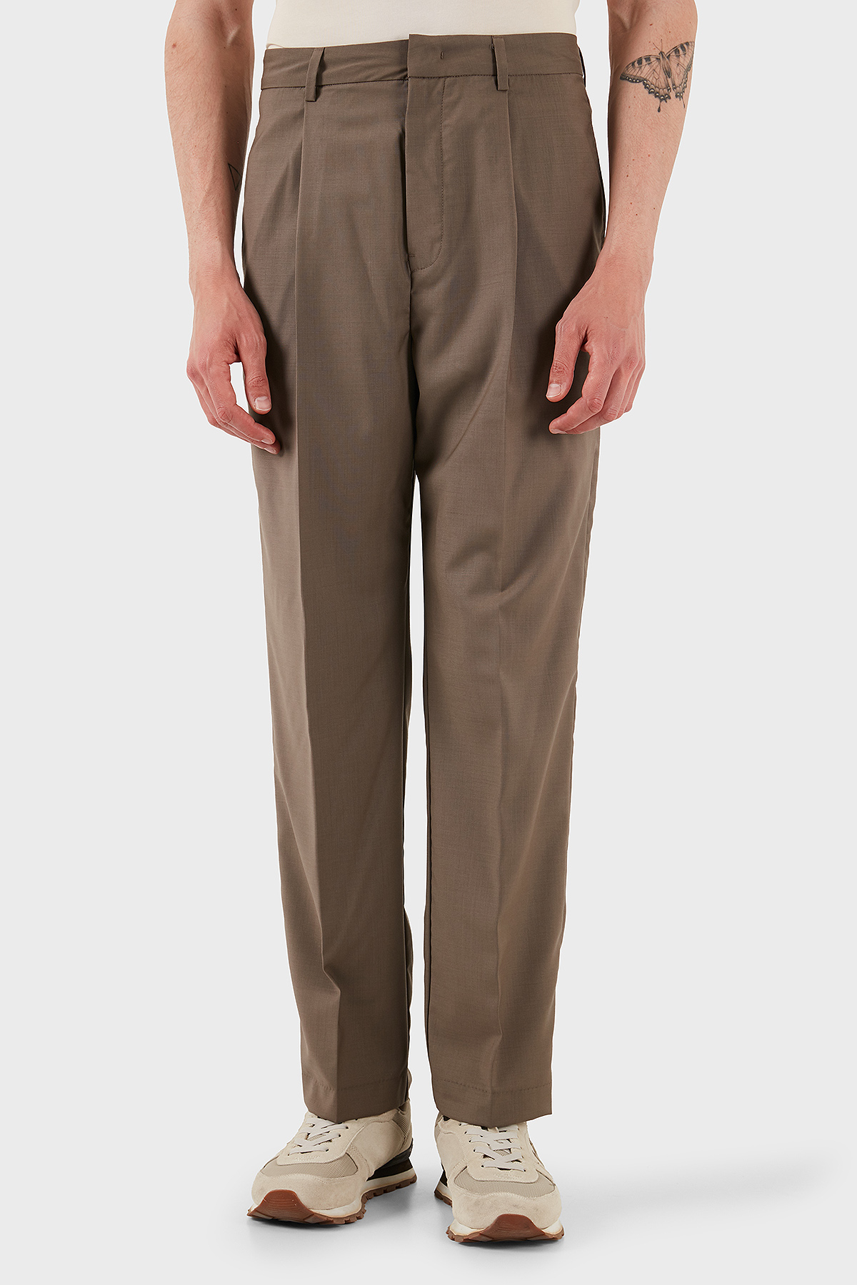 Emporio Armani Hafif Yün Regular Fit Normal Bel Düz Paça Erkek Pantolon EM001211 AF13821 U6195 KAHVE