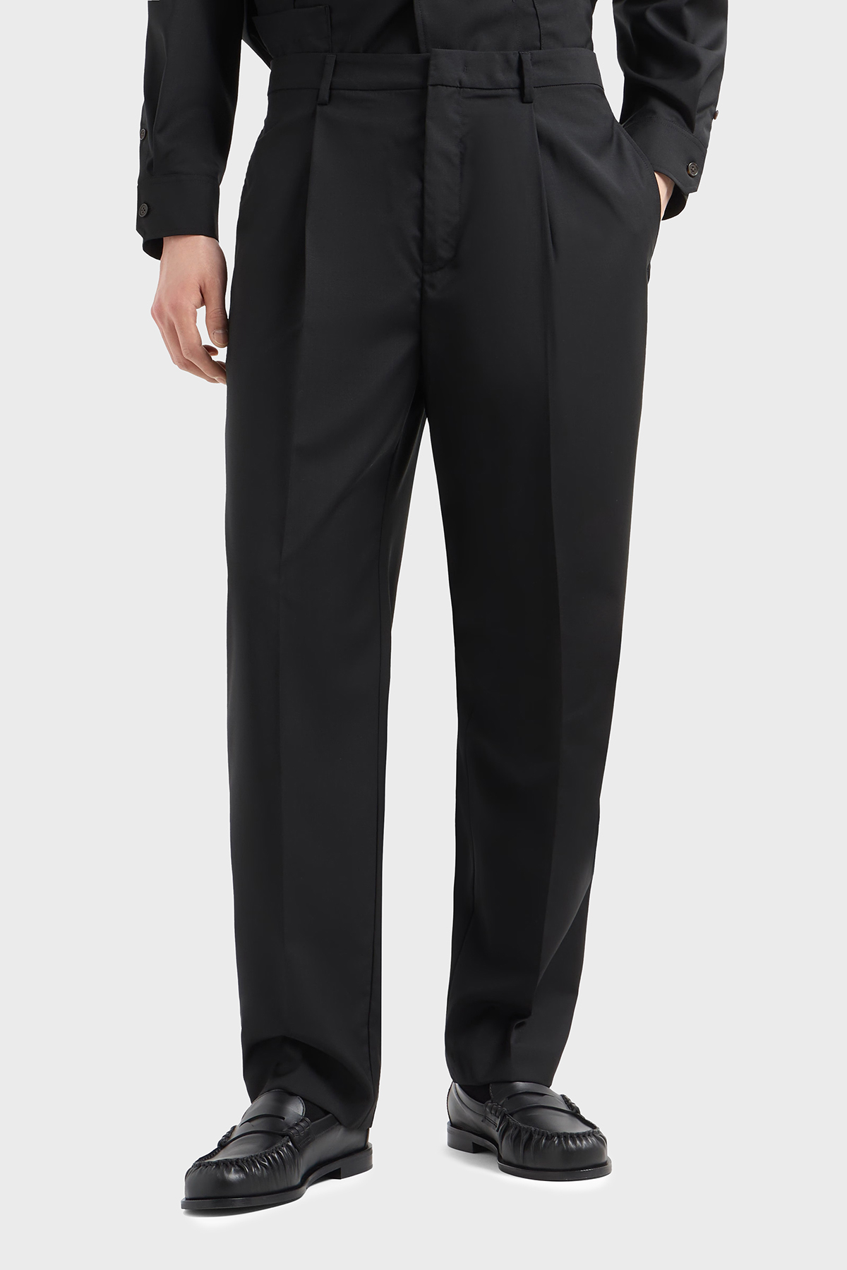 Emporio Armani Hafif Yün Regular Fit Normal Bel Düz Paça Erkek Pantolon EM001211 AF13821 UC001 SİYAH