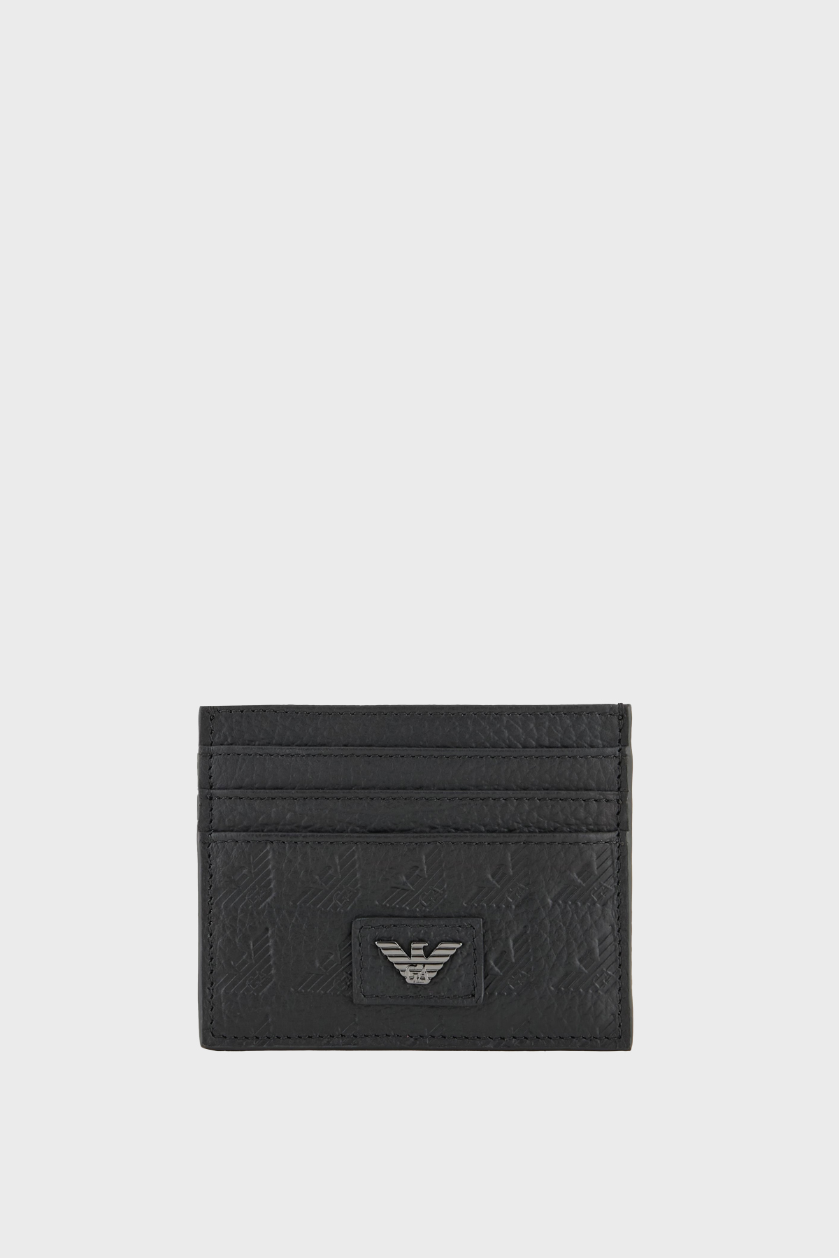 Emporio Armani Hakiki Deri Kabartmalı Logo Baskılı Erkek Kartlık EM001740 AF14774 UC001 SİYAH