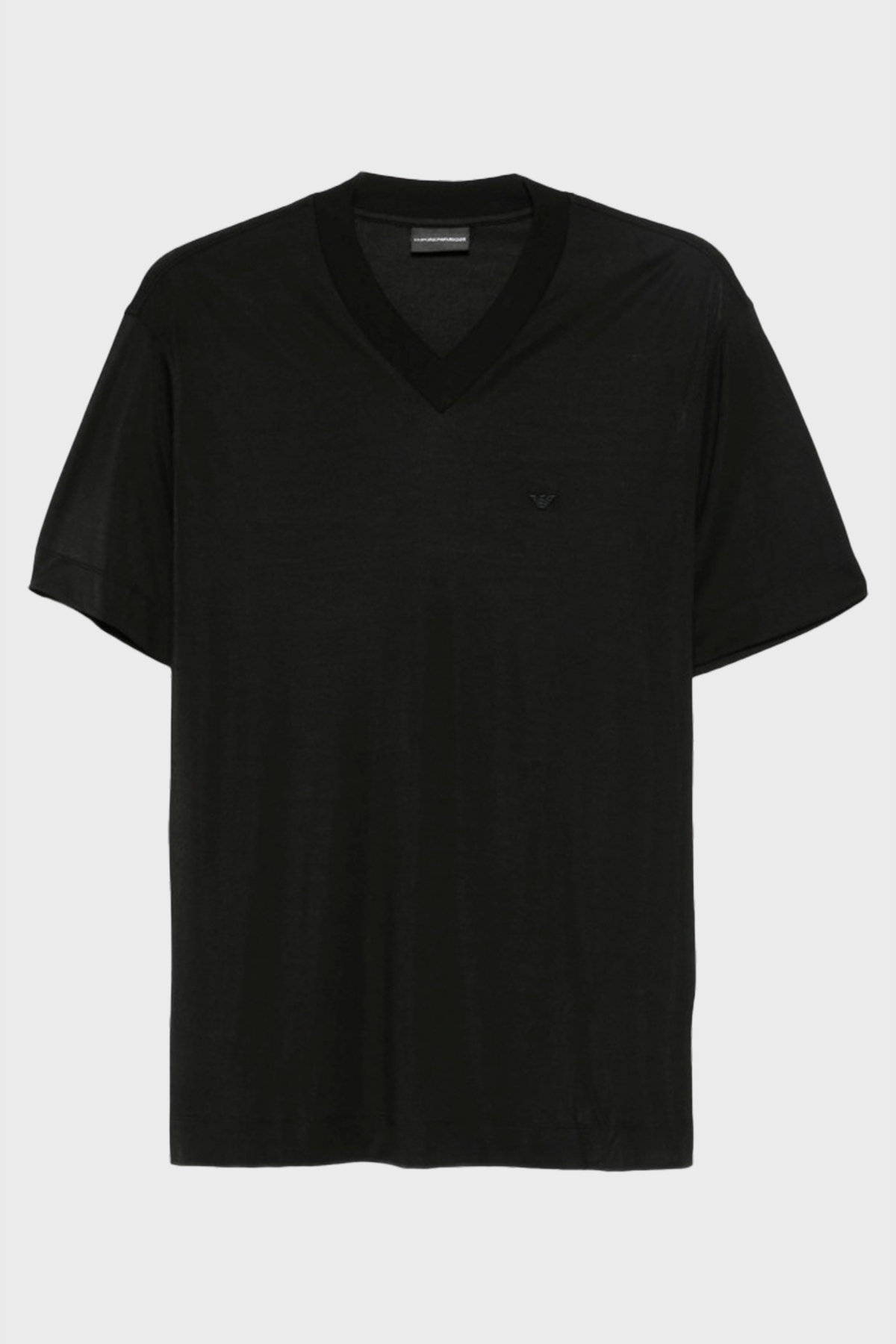 Emporio Armani İpek Karışımlı Regular Fit V Yaka Jarse Erkek T Shirt EM003465 AF13721 UC001 SİYAH