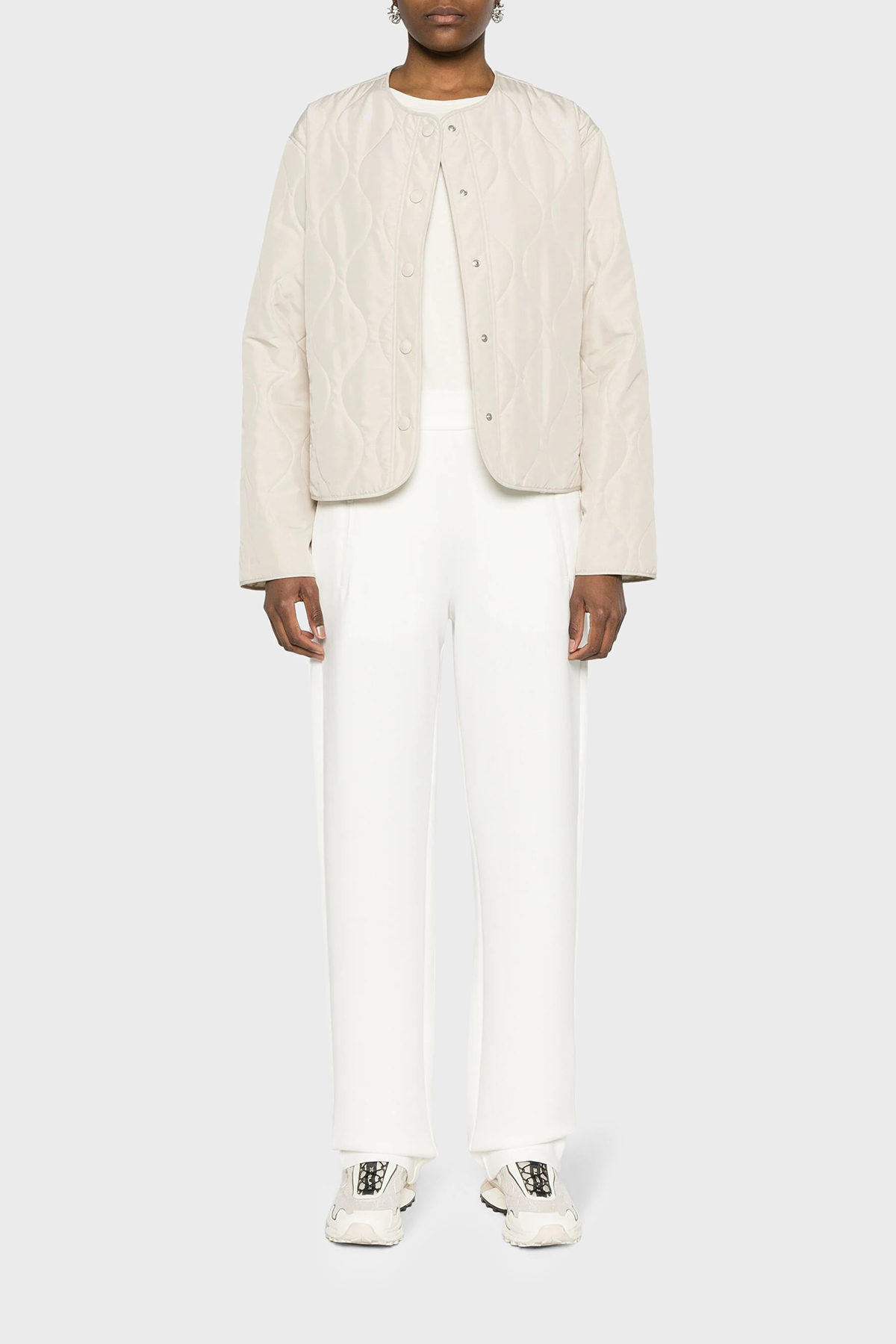 Emporio Armani Isı Yalıtımlı Relaxed Fit Çift Jarse Kadın Pantolon 3D2P6E 1JHSZ 0101 BEYAZ