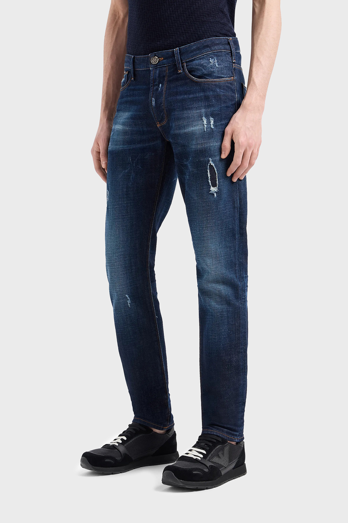 Emporio Armani J06 Düşük Bel Slim Fit Dar Paça Jeans Erkek Kot Pantolon 3D1J06 1D14Z 0942 LACİVERT