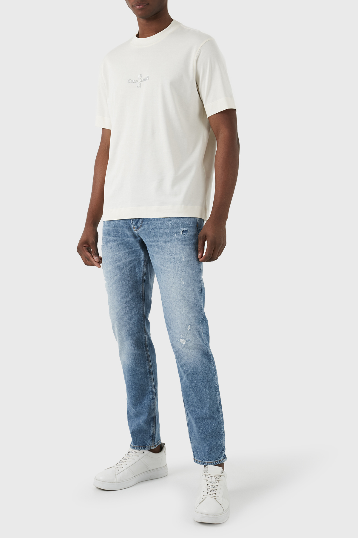 Emporio Armani J06 Düşük Bel Slim Fit Jeans Erkek Kot Pantolon 3D1J06 1D06Z 0943 Buz Mavi