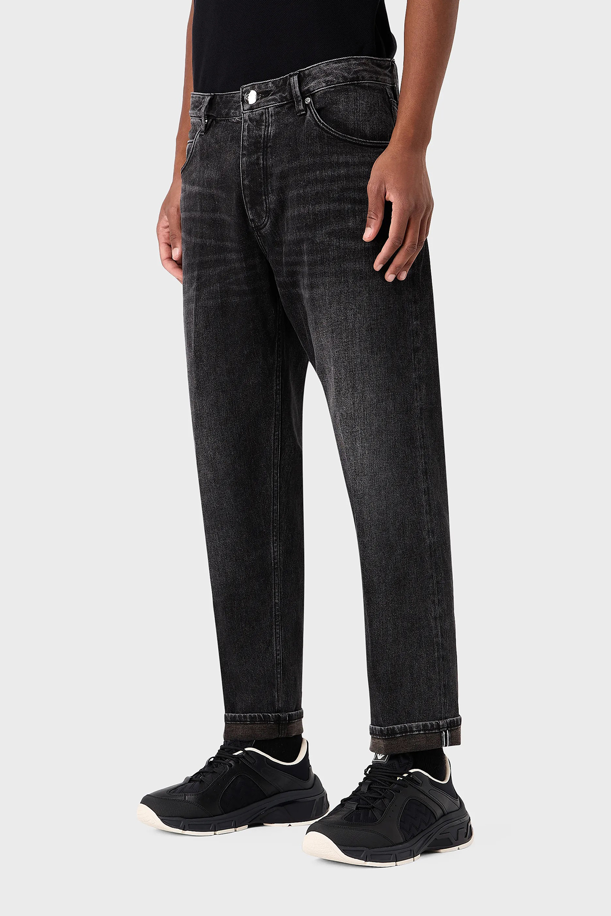 Emporio Armani J69 Streç Pamuklu Düşük Bel Loose Fit Boru Paça Jeans Erkek Kot Pantolon 6R1J69 1DQVZ 0006 SİYAH