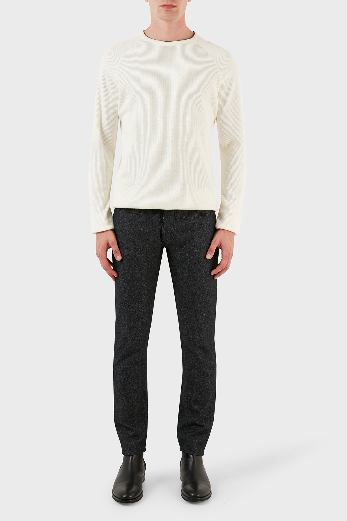 Emporio Armani J75 Pamuk ve Yün Karışımlı Slim Fit Erkek Pantolon 6R1J75 1N08Z 0065 SİYAH