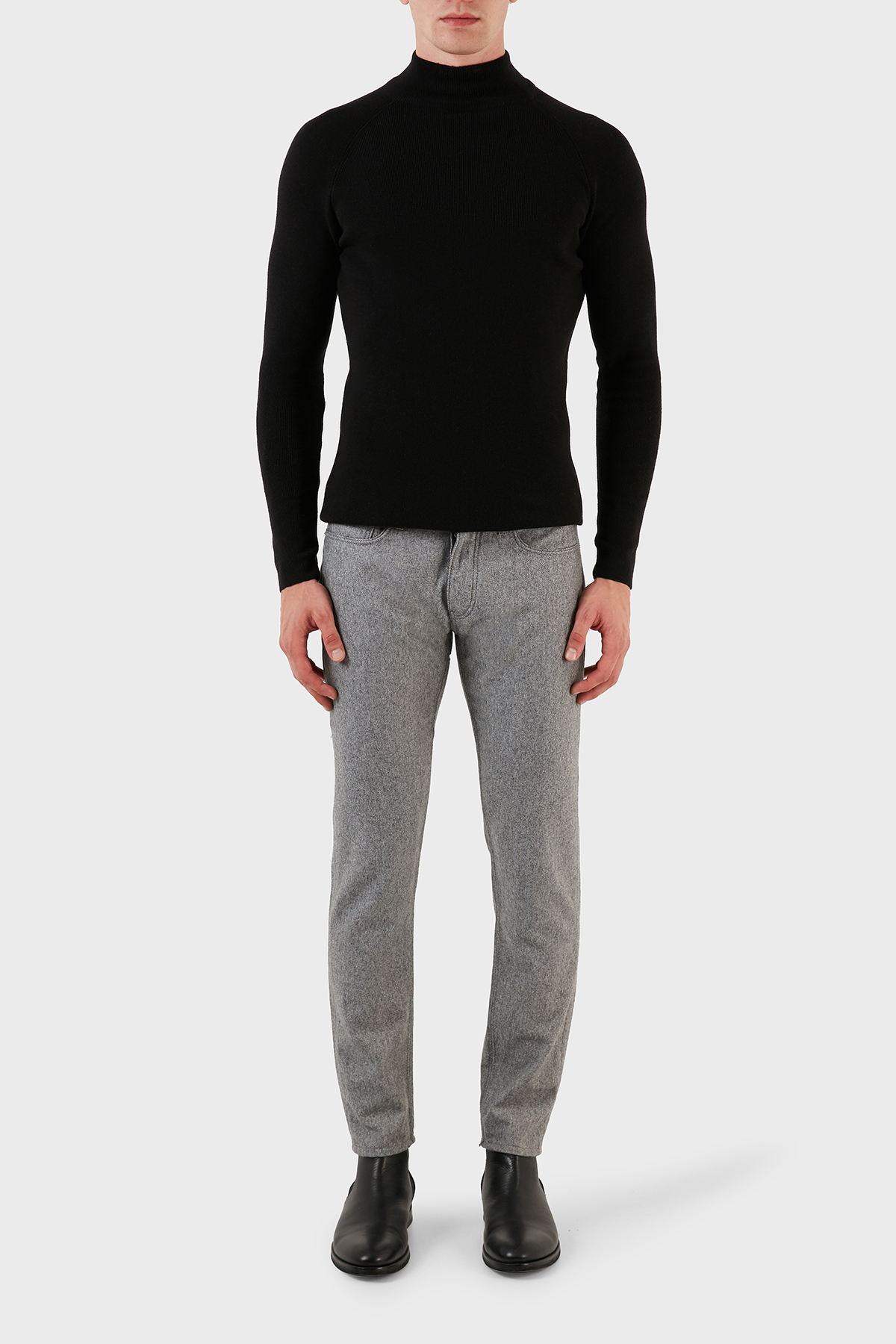 Emporio Armani J75 Pamuk ve Yün Karışımlı Slim Fit Erkek Pantolon 6R1J75 1N08Z 06D7 GRİ