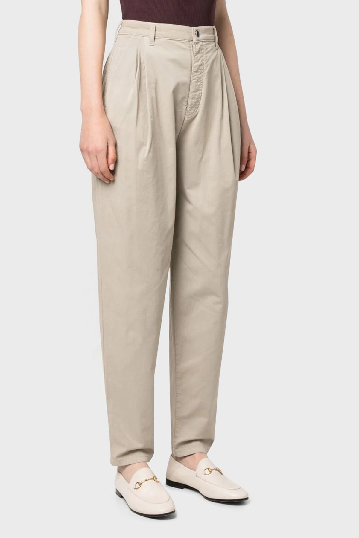 Emporio Armani J94 Pamuklu Cepli Relaxed Fit Kadın Pantolon 3R2J94 2NP9Z 0106 BEJ