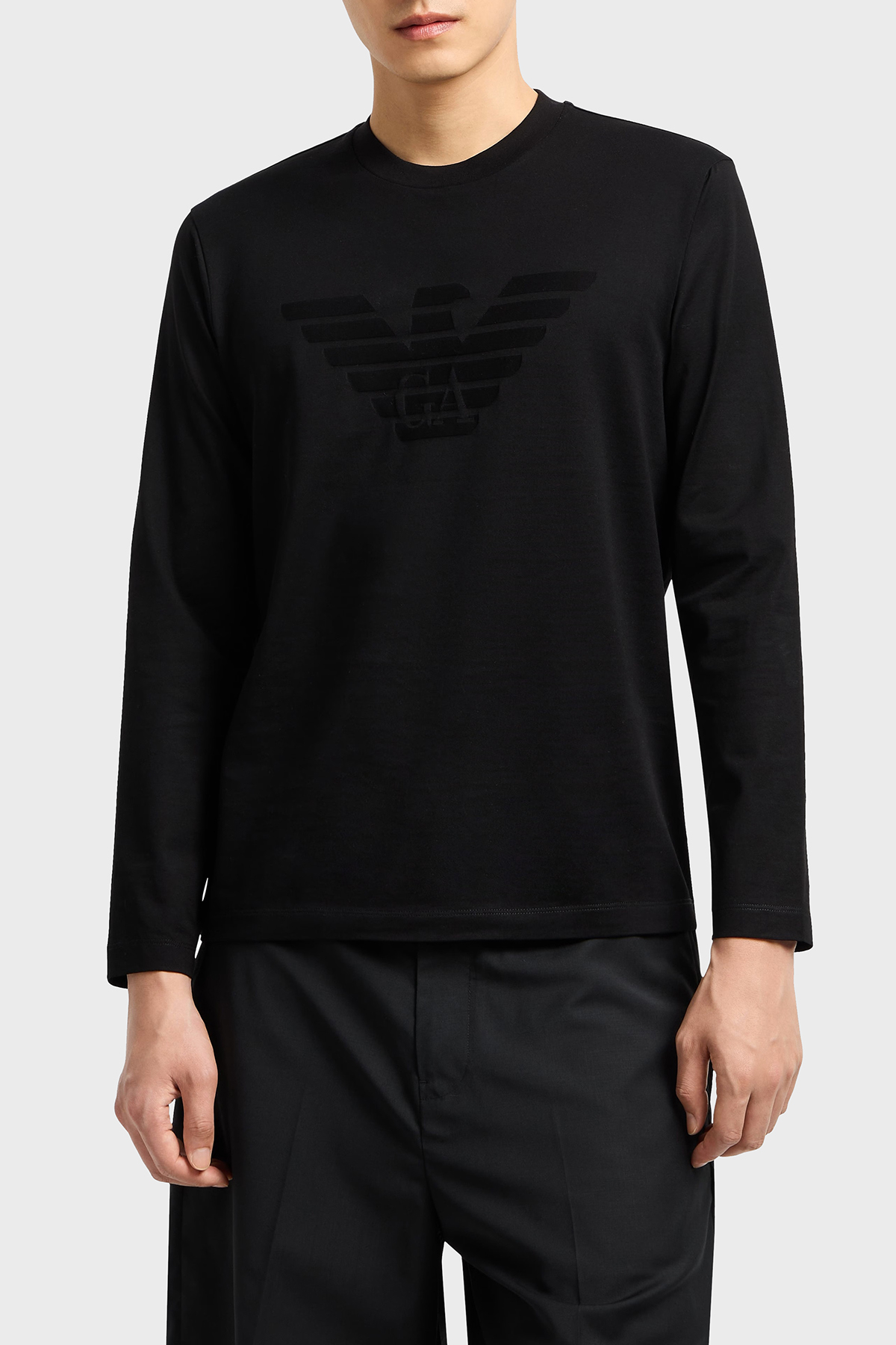 Emporio Armani Jakarlı Logo Baskılı Pamuklu Regular Fit Bisiklet Yaka Erkek Sweat 8N1TD7 1JGYZ 0022 SİYAH