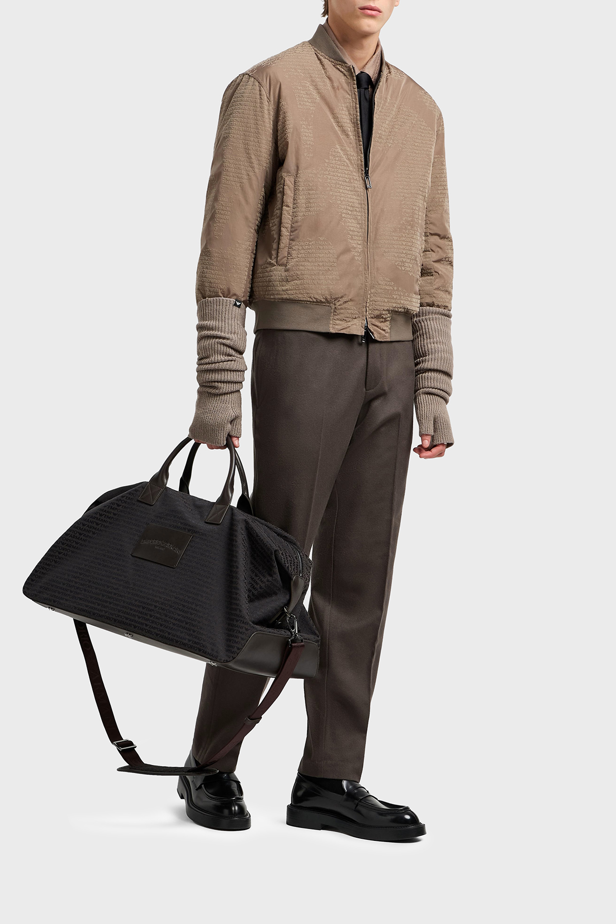 Emporio Armani Jakarlı Logo Baskılı Regular Fit Kolej Yaka Çift Taraflı Erkek Mont EM003783 AF19870 F6139 BEJ