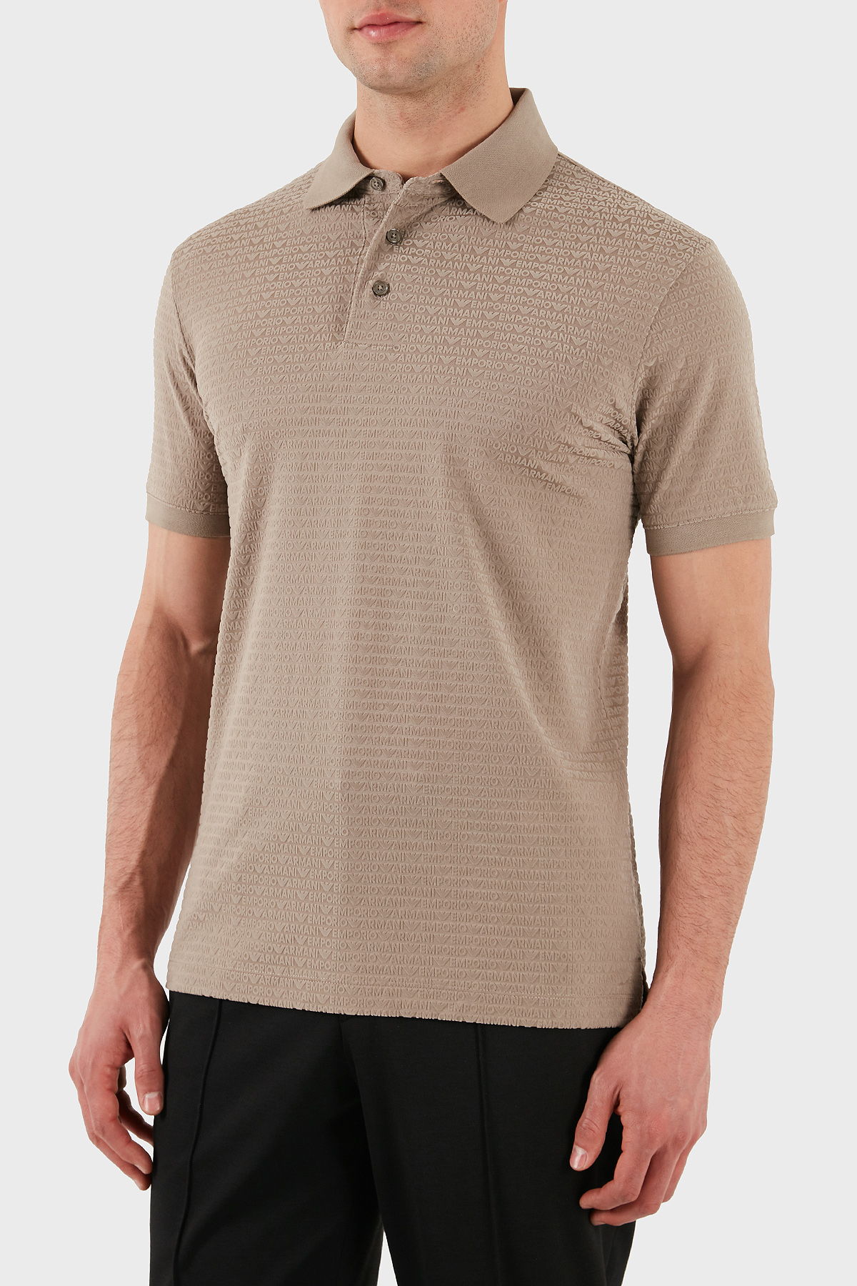 Emporio Armani Jakarlı Pamuklu Regular Fit Düğmeli Erkek Polo Yaka T Shirt EM001283 AF10017 F6063 BEJ
