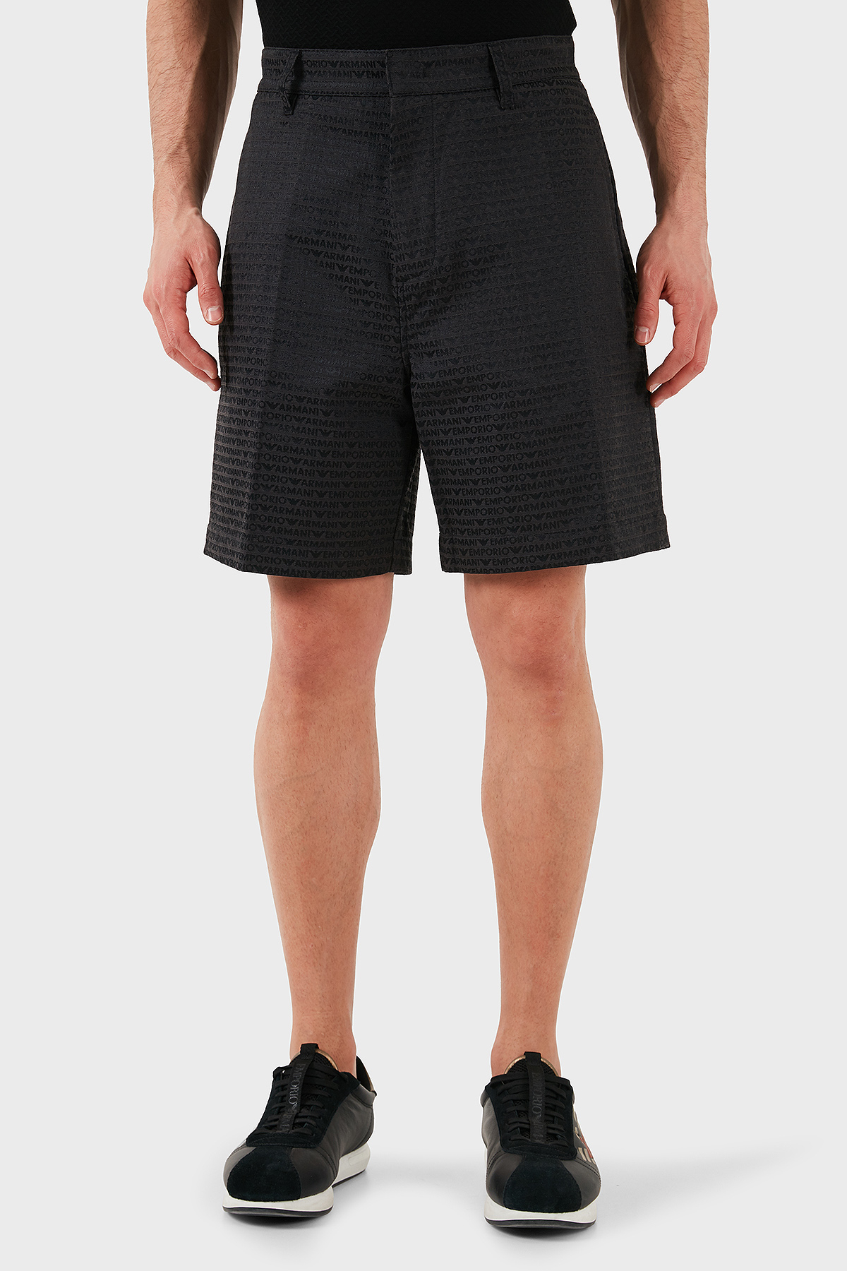 Emporio Armani Jakarlı Pamuklu Regular Fit Yüksek Bel Geniş Paça Erkek Short EM001200 AF13688 U8168 SİYAH