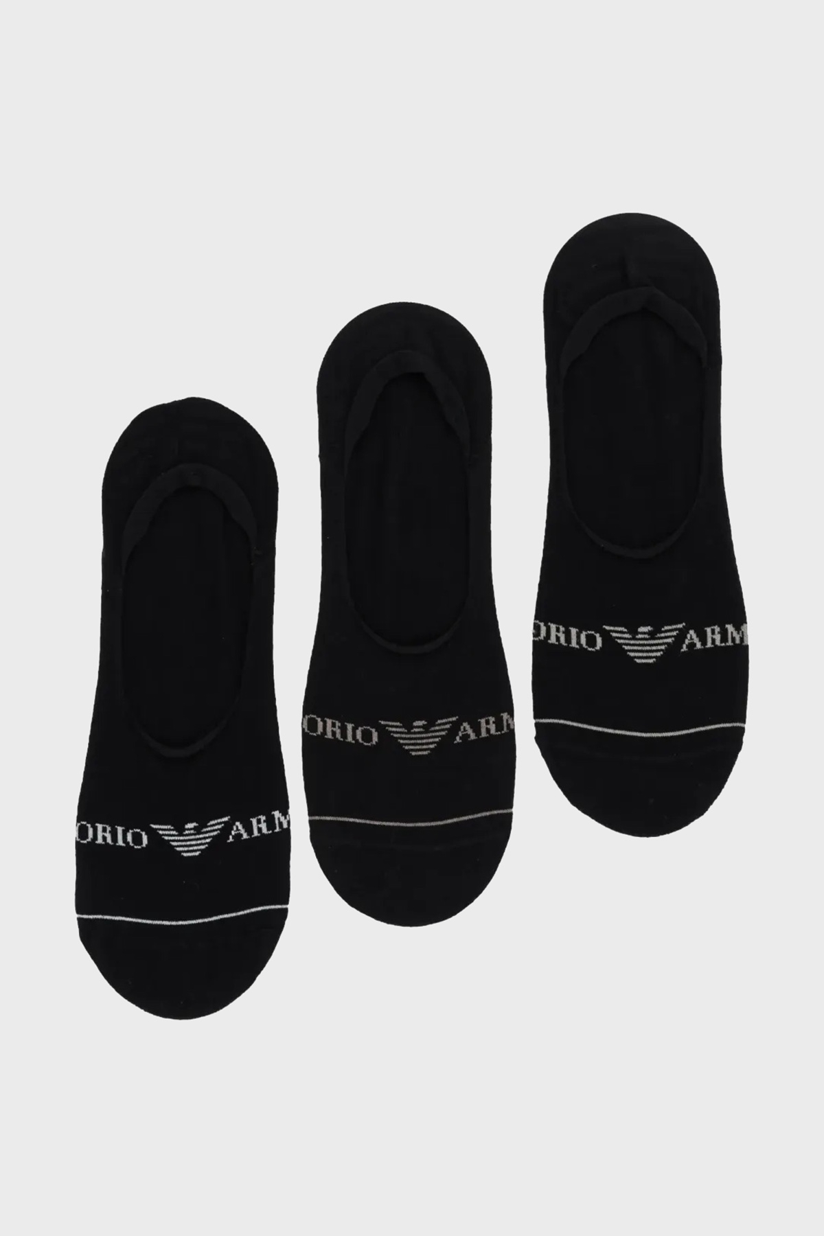 Emporio Armani Jakarlı Streç Pamuklu 3 Pack Babet Erkek Çorap EM000548 AF12276 MC061 SİYAH