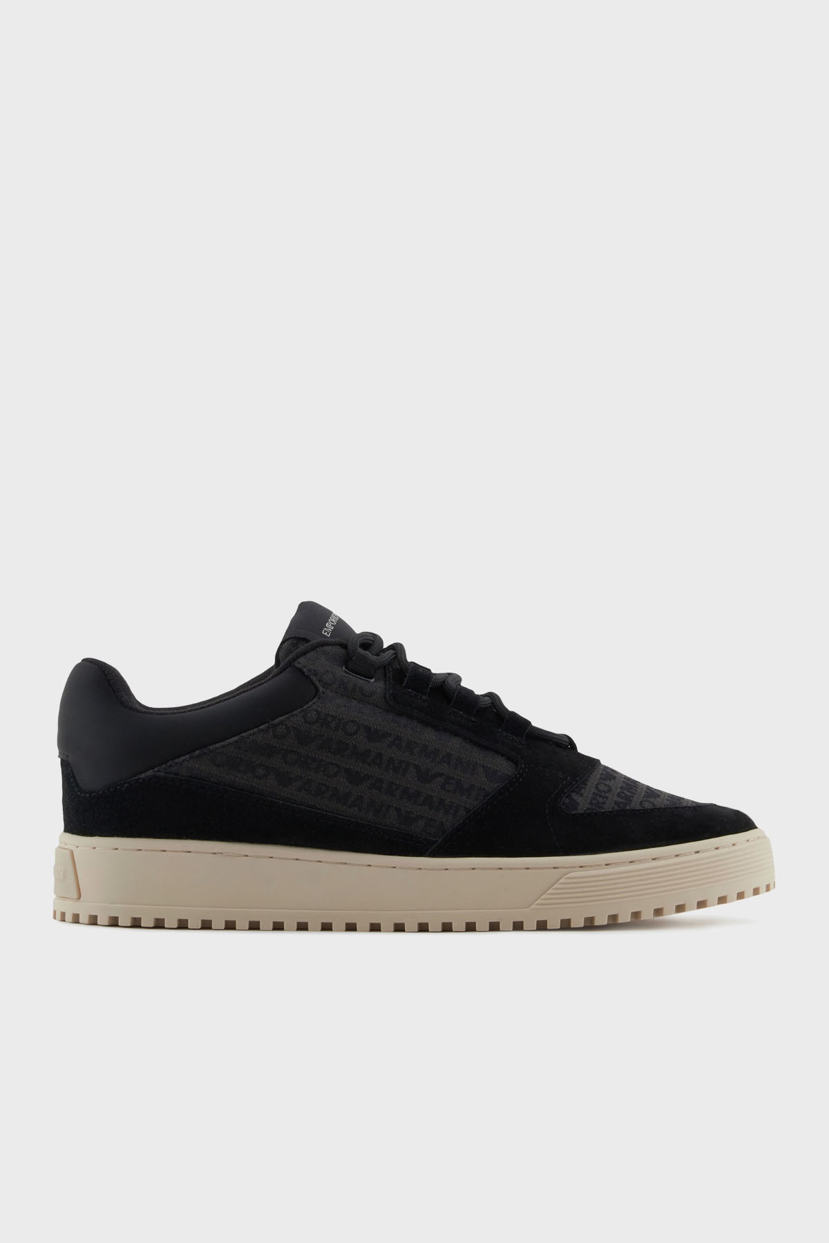 Emporio Armani Jakarlı Süet Detaylı Sneaker Erkek Ayakkabı X4X636 XR329 Q781 SİYAH