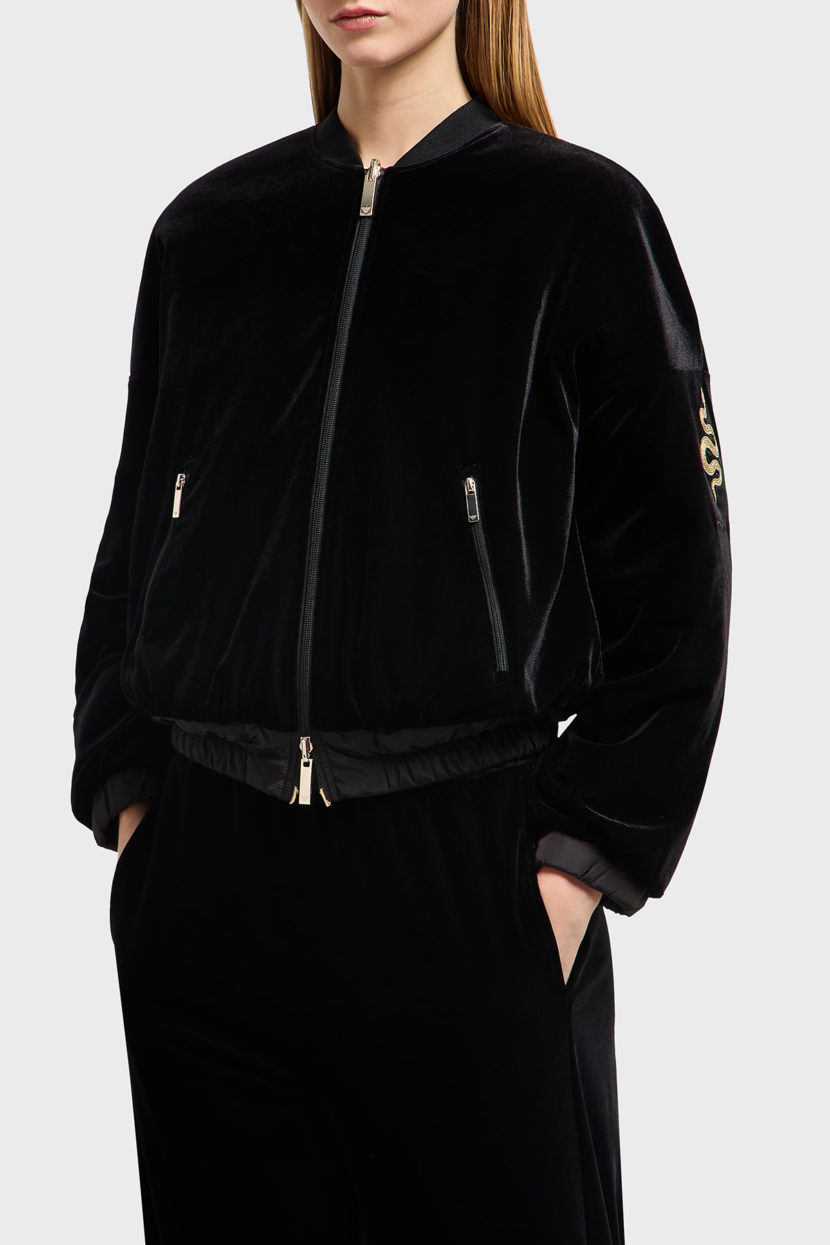 Emporio Armani Kapitoneli Çift Taraflı Kolej Yaka Bomber Kadın Ceket EW001164 AF13341 UC001 SİYAH
