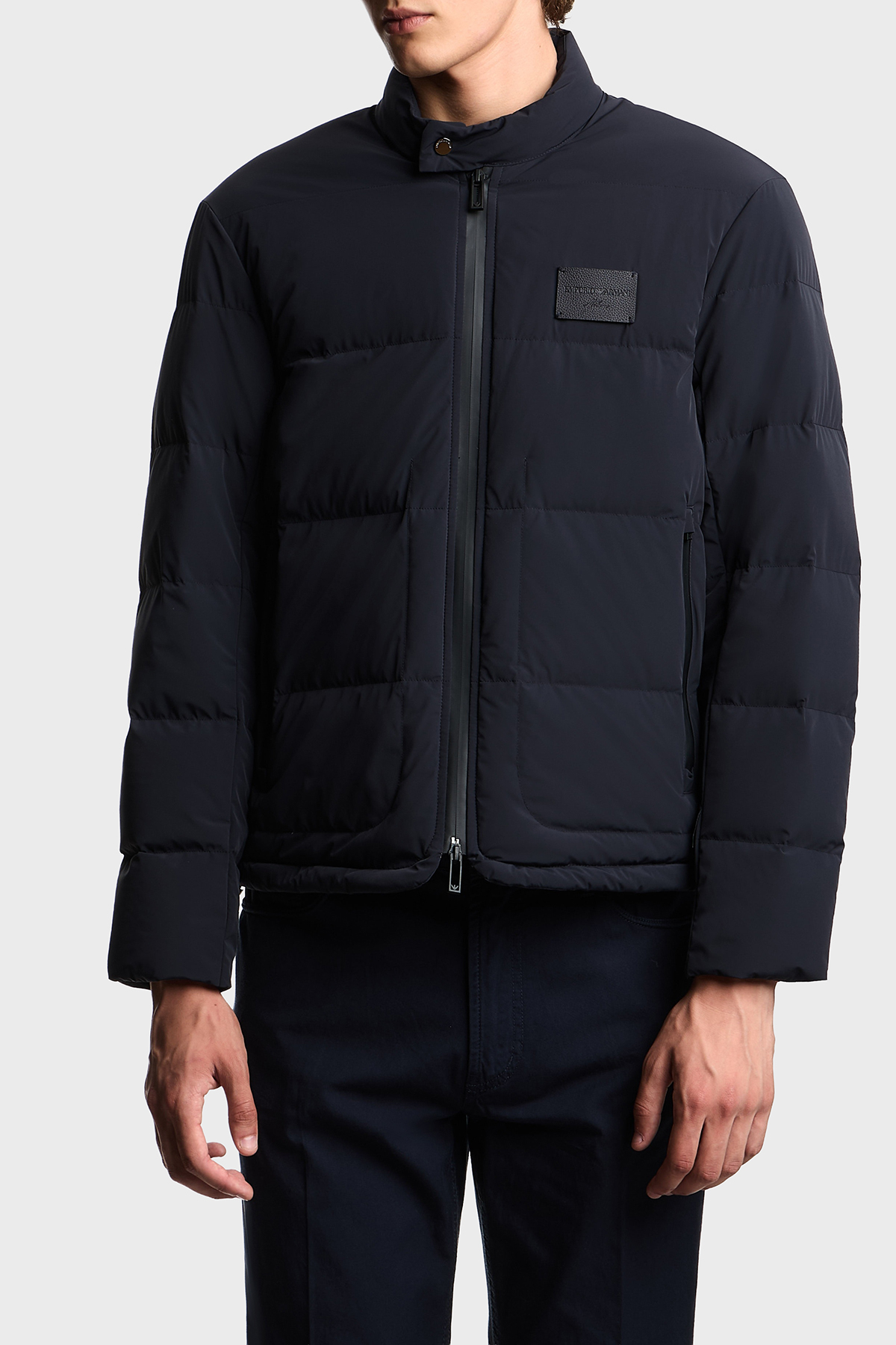 Emporio Armani Kapitoneli Logolu Regular Fit Dik Yaka Erkek Mont EM003278 AF18499 UB118 LACİVERT