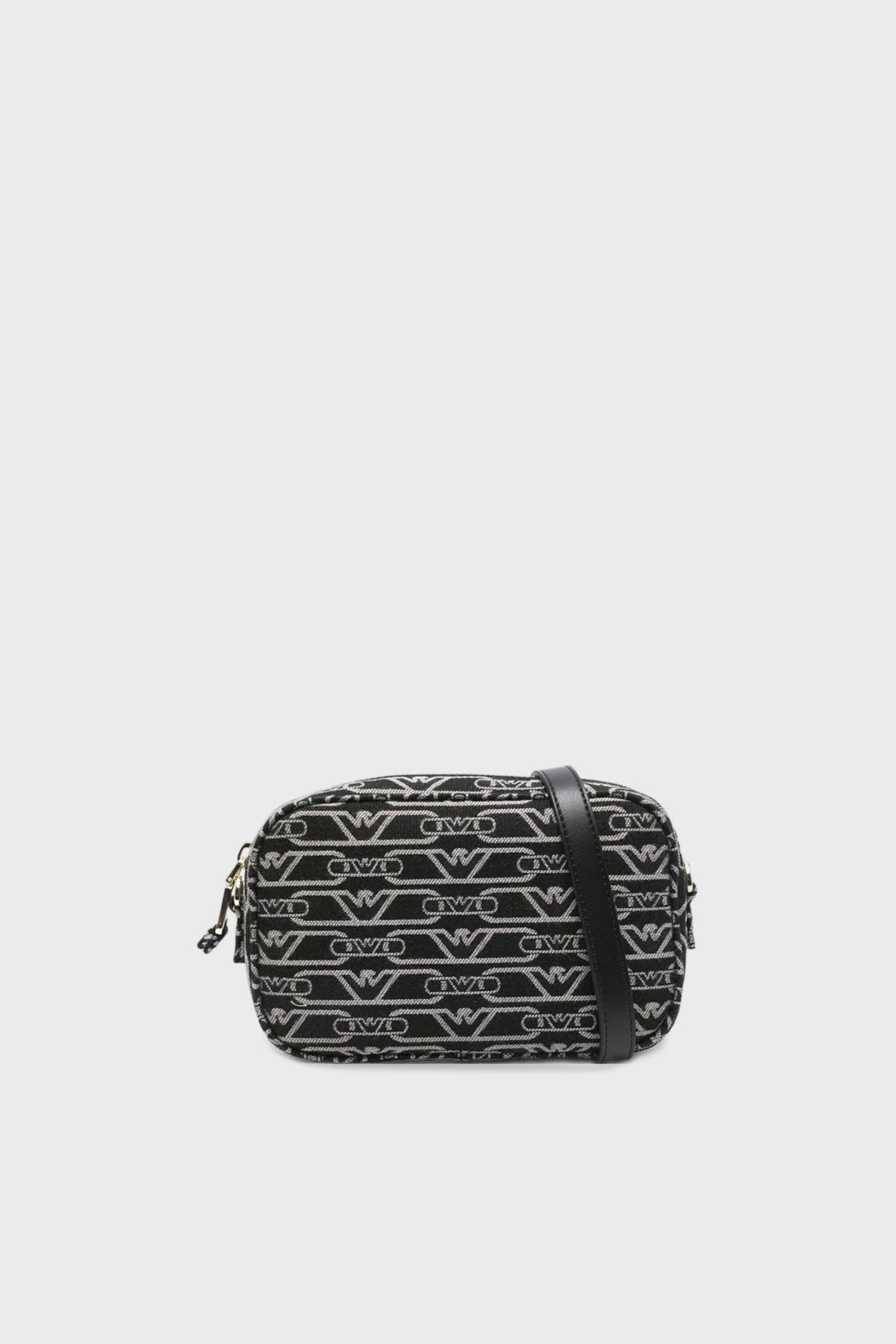 Emporio Armani Logo Baskılı Pamuklu Ayarlanabilir Askılı Kadın Çanta EW001891 AF19711 FC145 SİYAH-GRİ