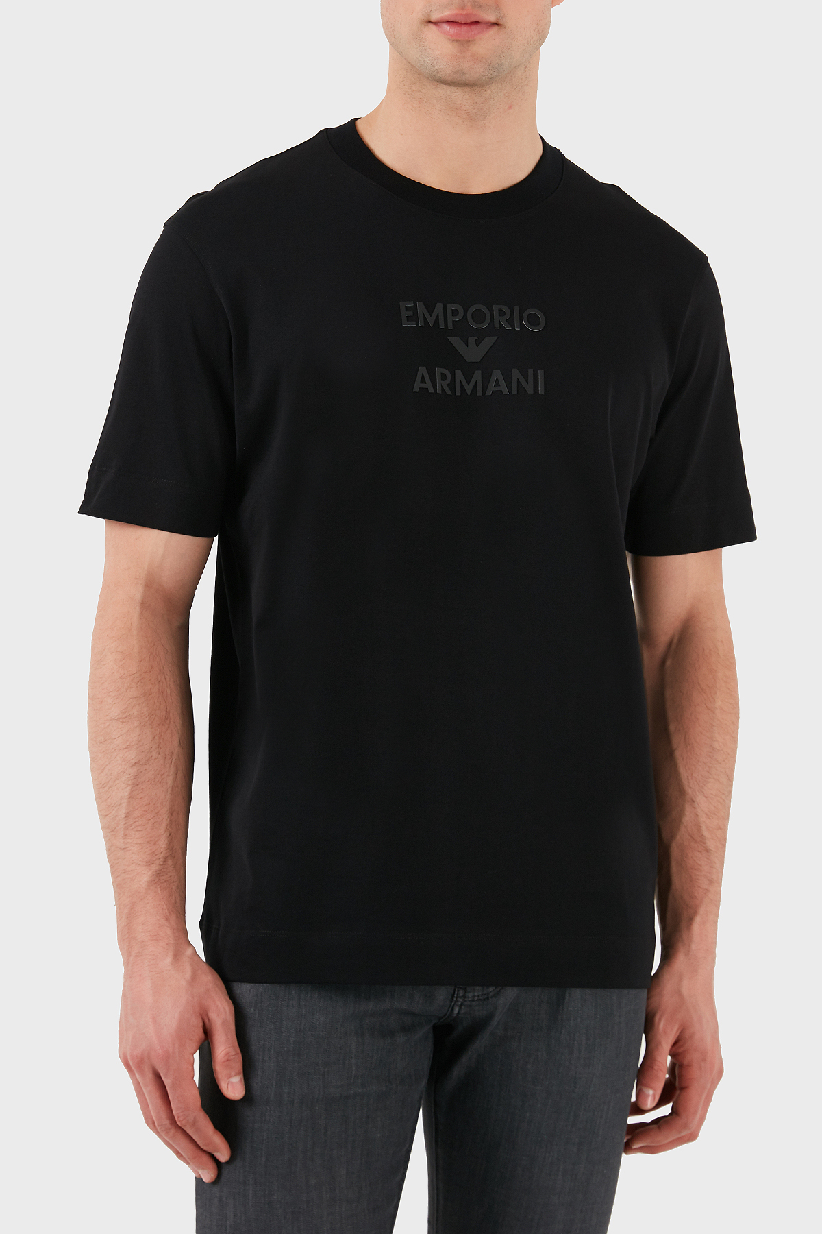 Emporio Armani Logo Baskılı Pamuklu Regular Fit Bisiklet Yaka Erkek T Shirt EM000780 AF12926 UC001 SİYAH