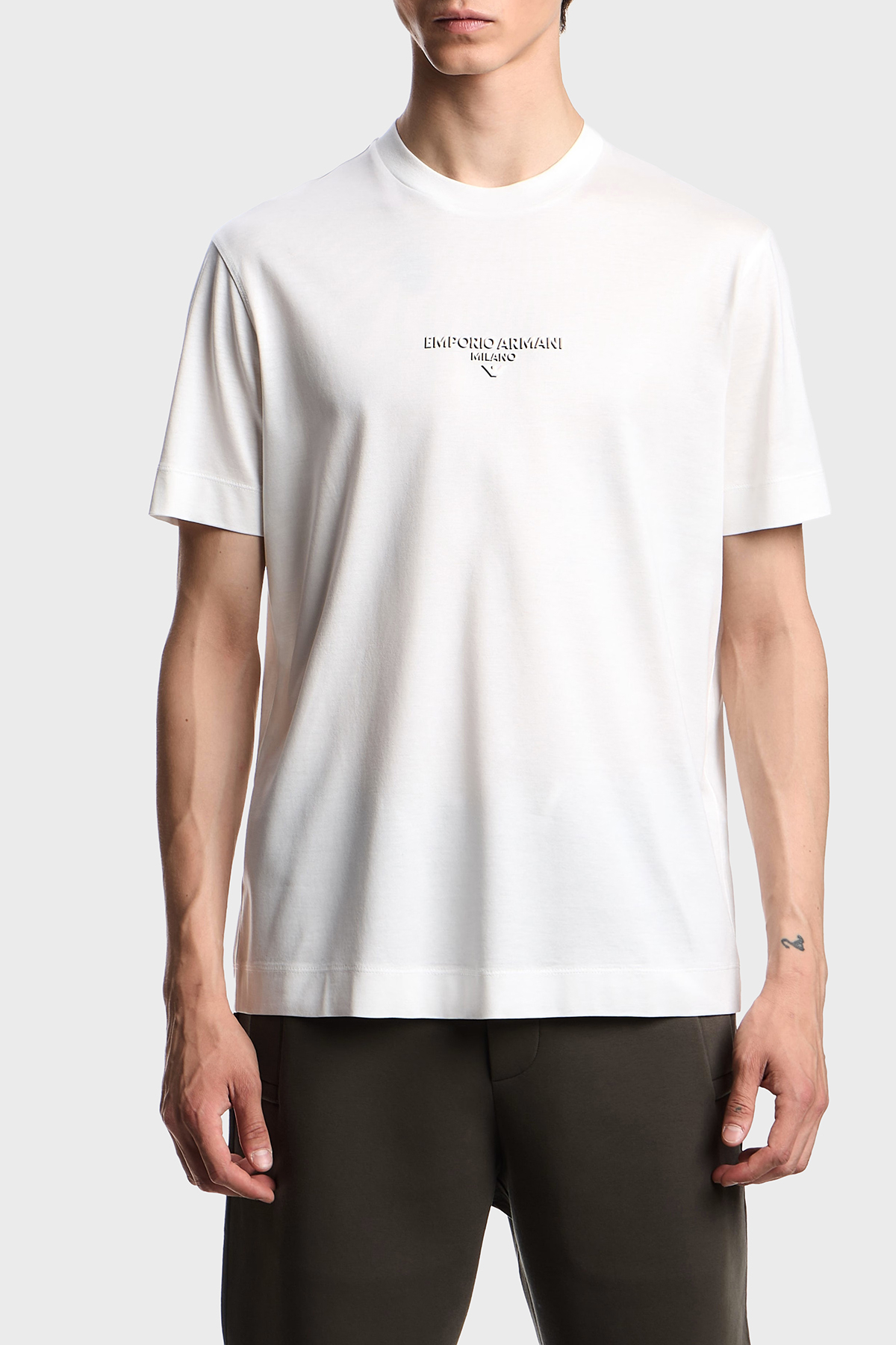 Emporio Armani Logo Baskılı Pamuklu Regular Fit Bisiklet Yaka Erkek T Shirt EM002838 AF10761 U0003 BEYAZ