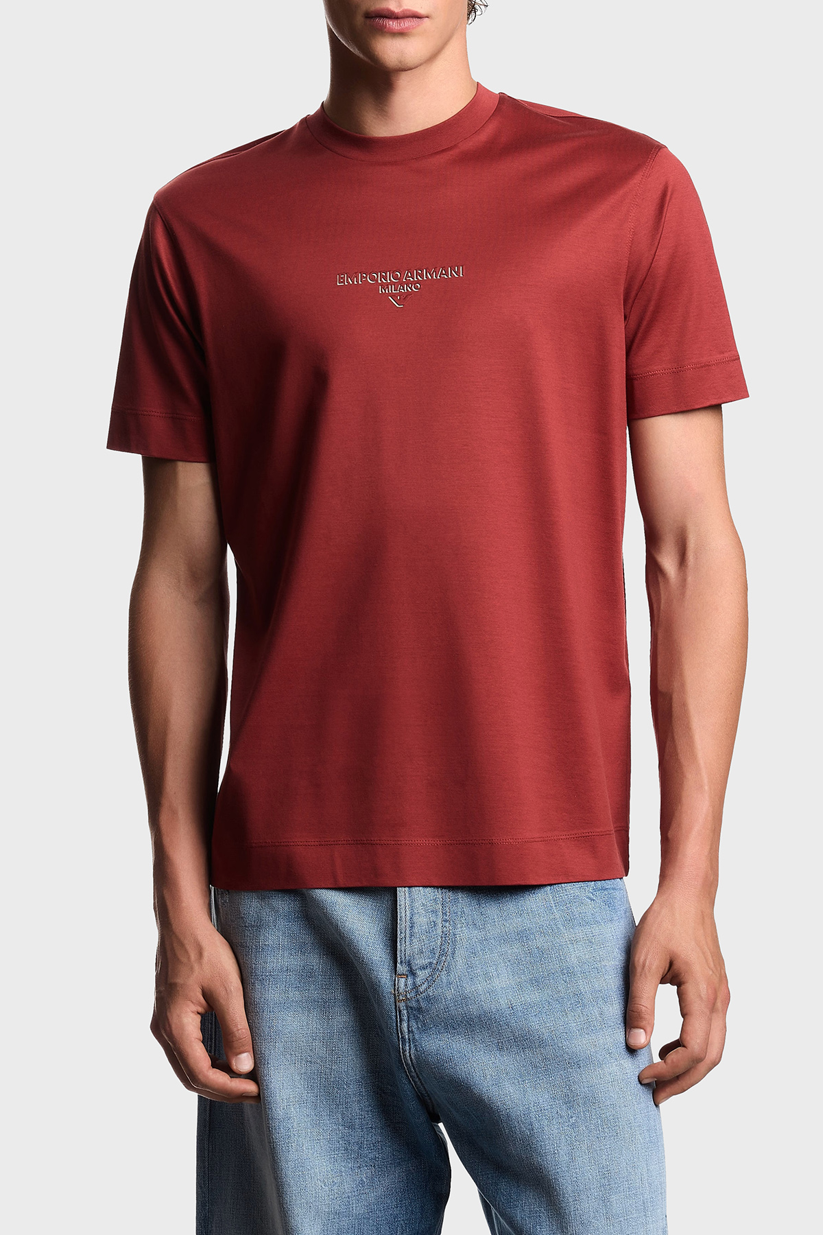 Emporio Armani Logo Baskılı Pamuklu Regular Fit Bisiklet Yaka Erkek T Shirt EM002838 AF10761 U5035 KIRMIZI