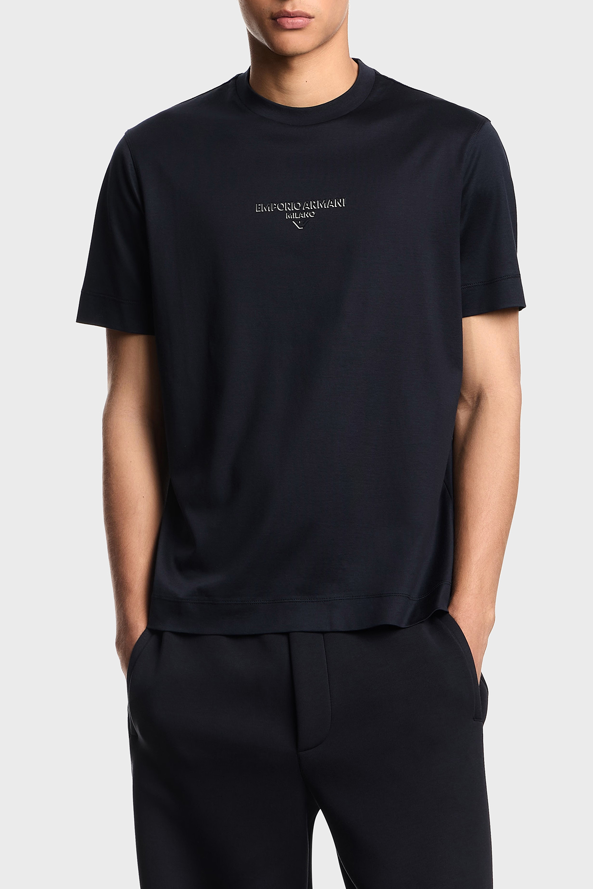 Emporio Armani Logo Baskılı Pamuklu Regular Fit Bisiklet Yaka Erkek T Shirt EM002838 AF10761 UB118 LACİVERT