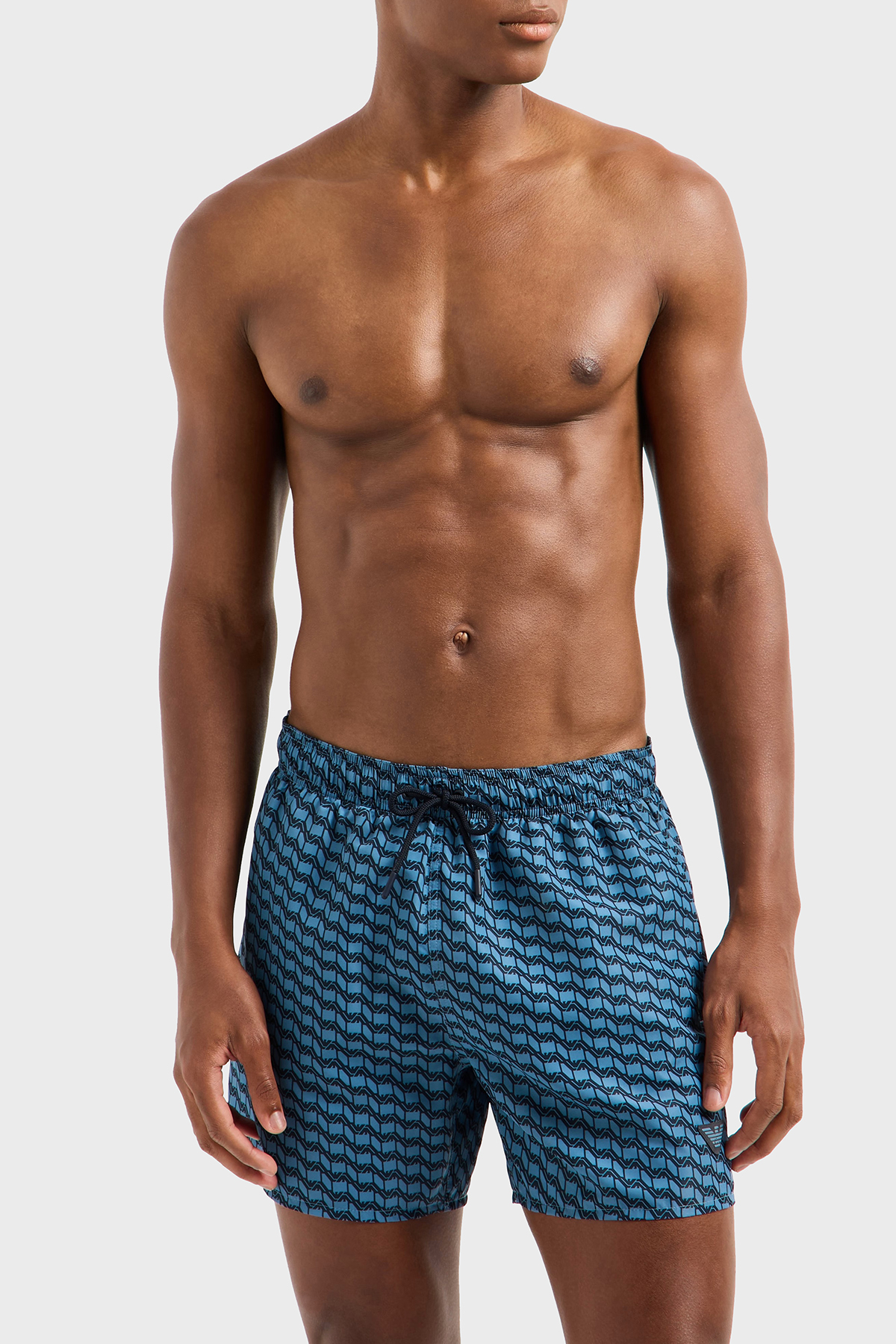 Emporio Armani Logo Desenli Slim Fit Düşük Bel Erkek Mayo Short EM000583 AF12342 F9035 MAVİ