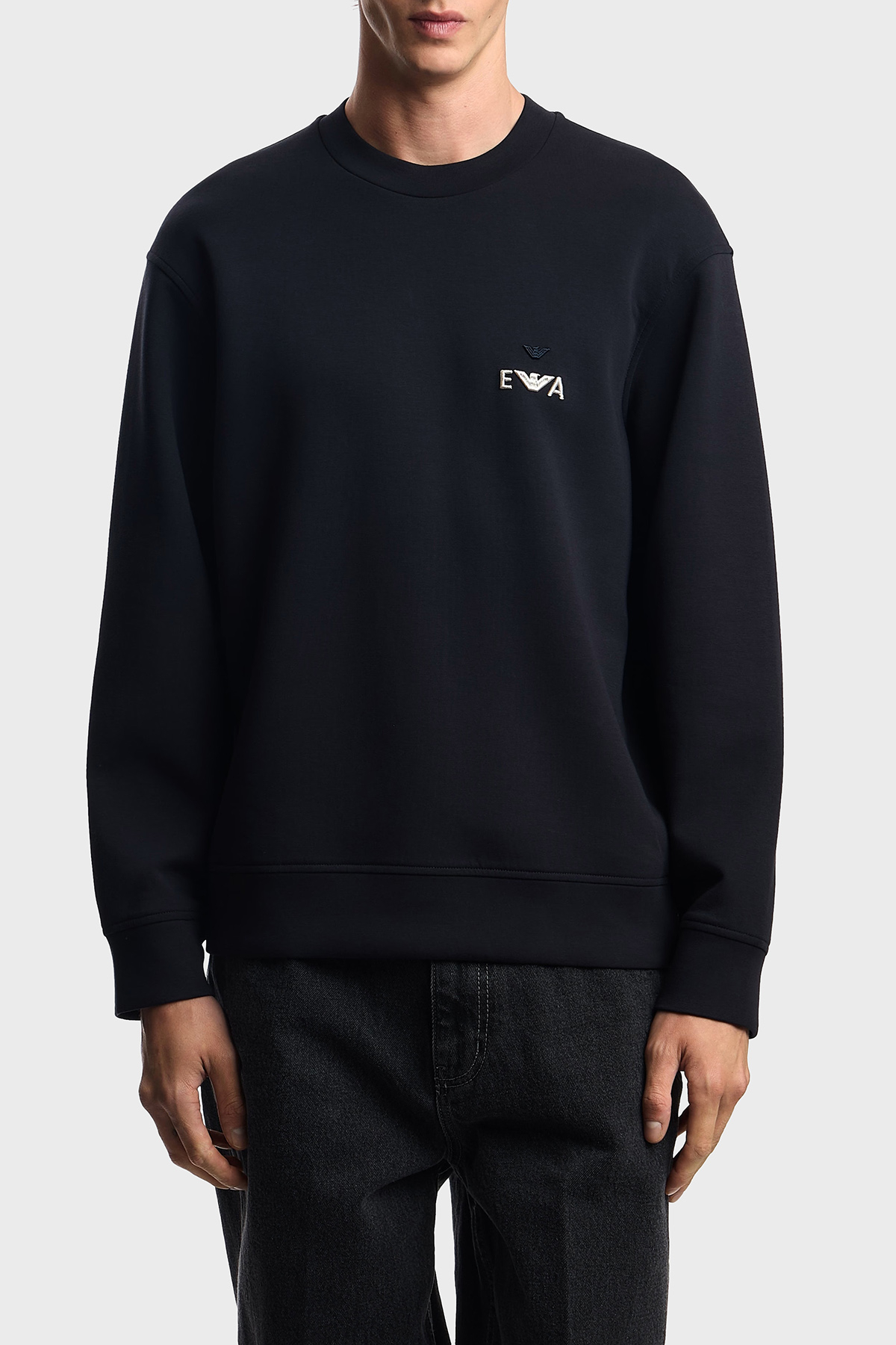 Emporio Armani Logo İşlemeli Streç Pamuklu Regular Fit Bisiklet Yaka Erkek Sweat EM002919 AF10013 UB118 LACİVERT