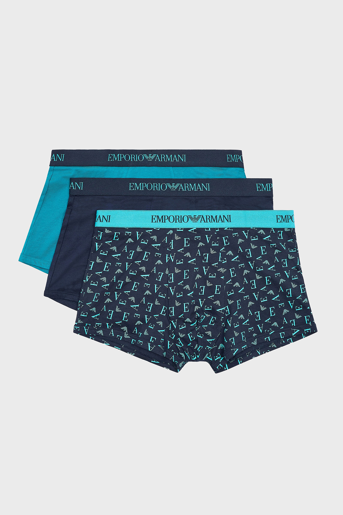 Emporio Armani Logolu % 100 Pamuk 3 Pack Erkek Boxer EM000260 AF10800 MB148 MAVİ