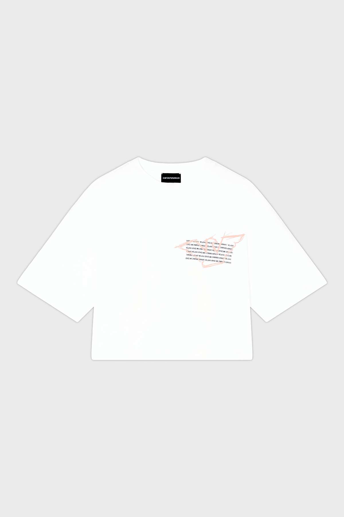 Emporio Armani Logolu % 100 Pamuk Cropped Fit Bisiklet Yaka Kadın T Shirt EW004388 AF12597 U0002 BEYAZ