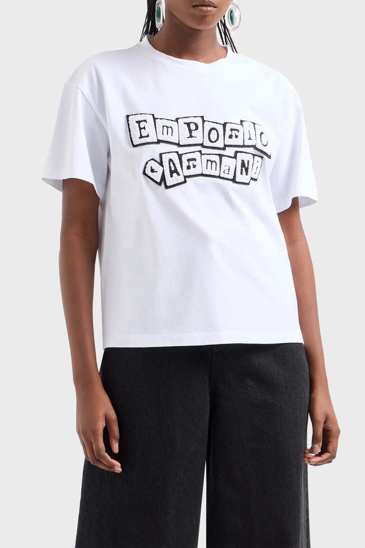 Emporio Armani Logolu % 100 Pamuk Regular Fit Kadın T Shirt 6D2T7H 2J4EZ 0100 BEYAZ