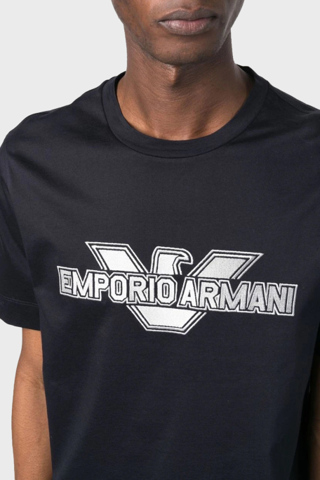 Emporio Armani Logolu % 100 Pamuk Regular Fit Bisiklet Yaka Erkek