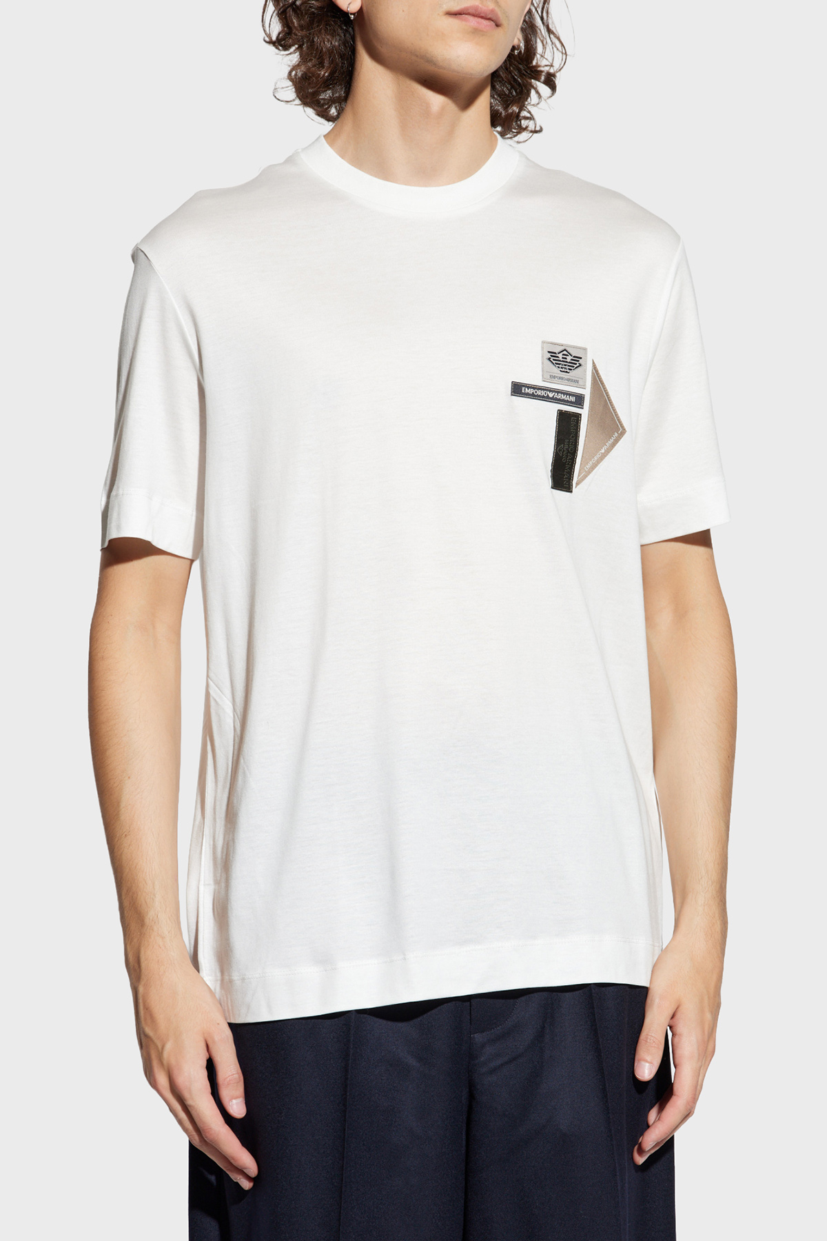 Emporio Armani Logolu Pamuklu Regular Fit Bisiklet Yaka Erkek T Shirt EM002959 AF18312 U0003 BEYAZ