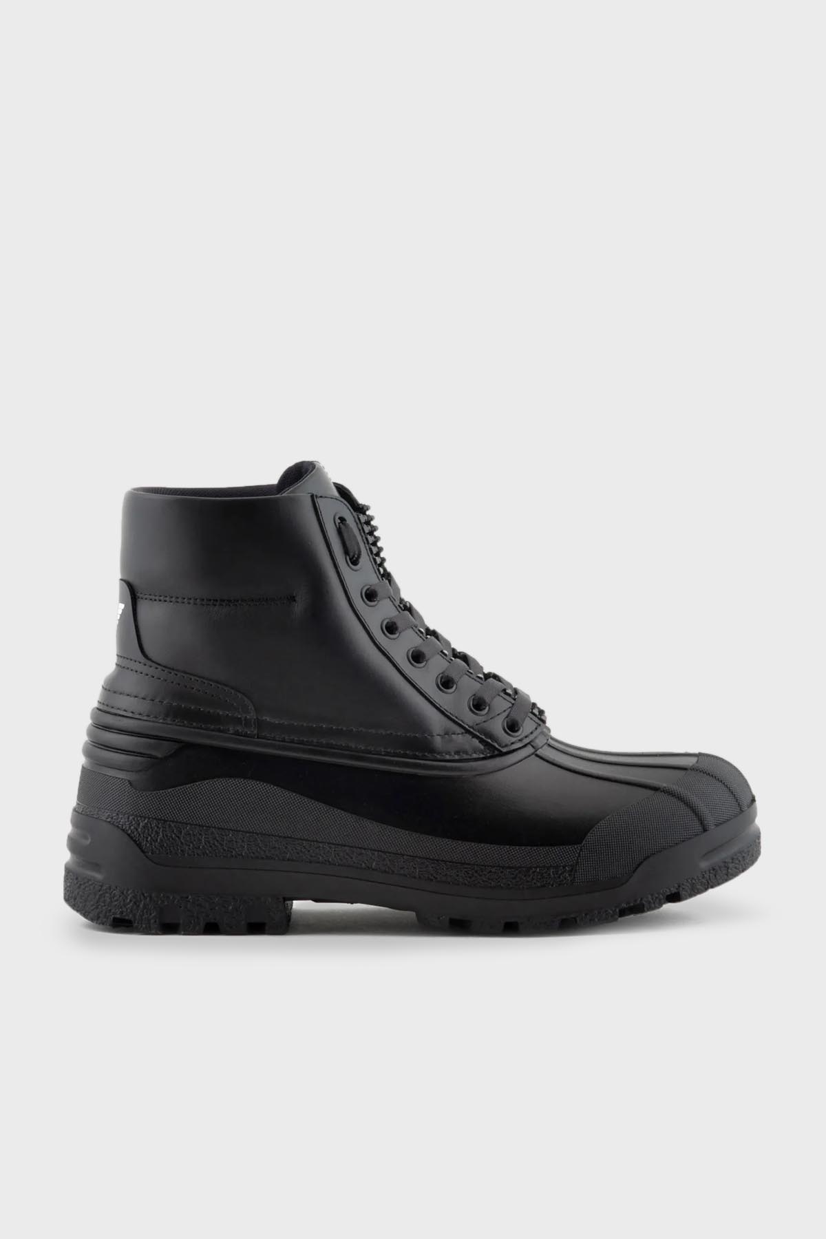 Emporio Armani Logolu Bağcıklı Erkek Bot X4M391 XF741 00002 SİYAH