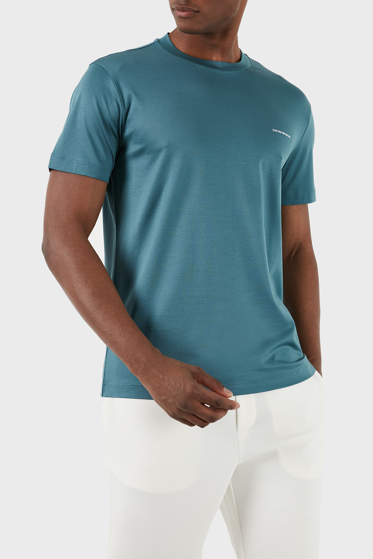 Emporio Armani Logolu Bisiklet Yaka Pamuk Karışımlı Regular Fit Erkek T Shirt 8N1TD8 1JUVZ 0779 PETROL