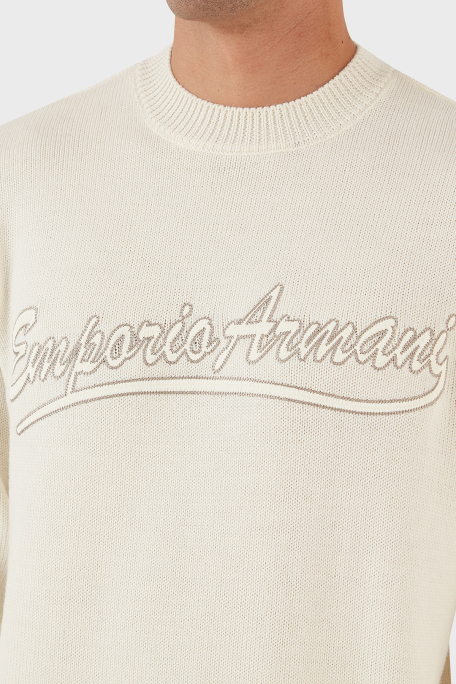 yun様 Emporio Armani Logolu Bisiklet Yaka Regular Fit Yünlü Triko Erkek