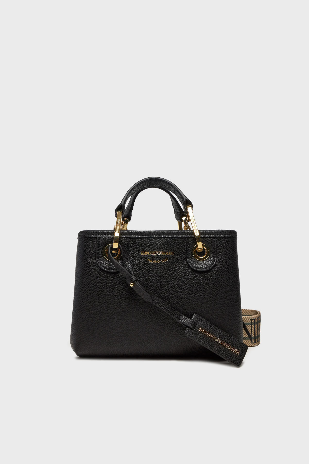 Emporio Armani Logolu Çıkarılabilir Askılı Kadın Çanta EW000382 AF12103 MC032 SİYAH-GOLD
