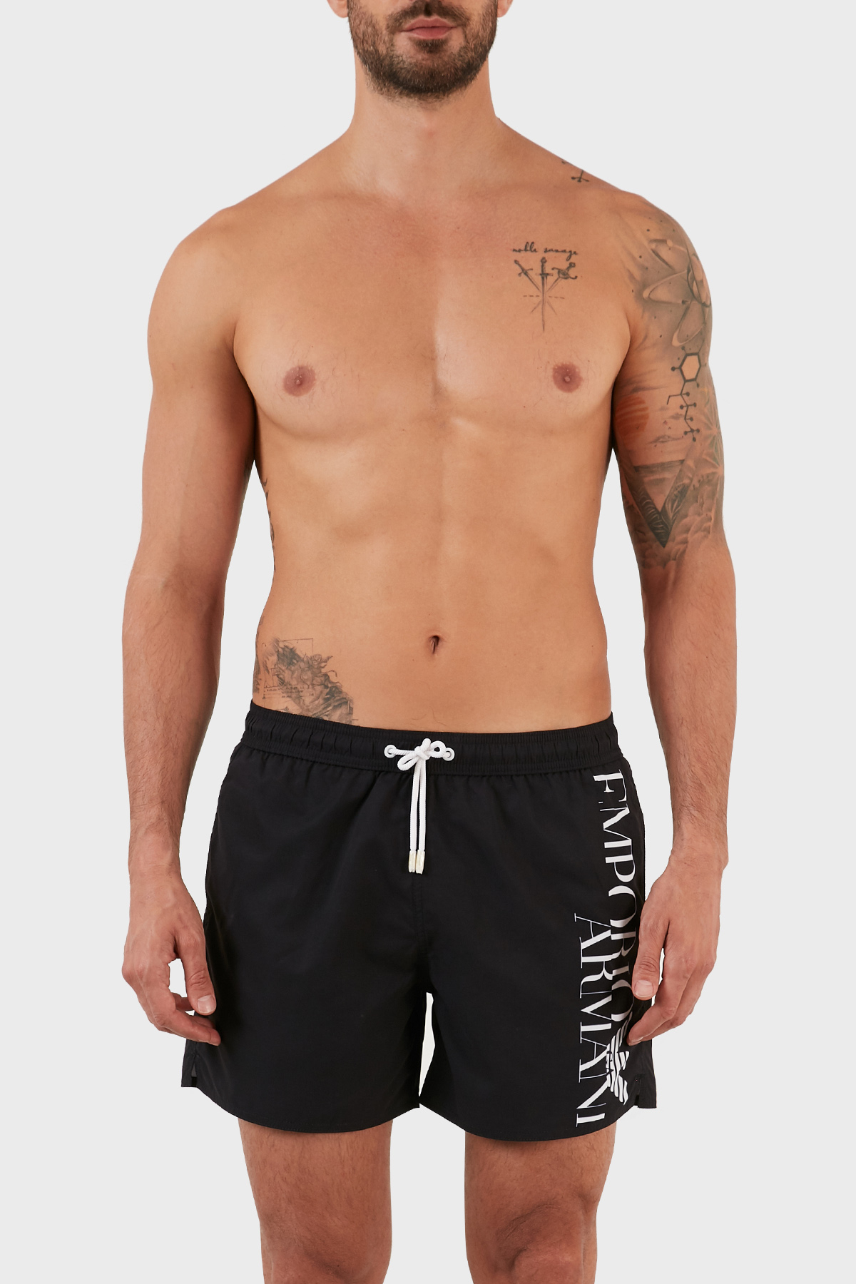 Emporio Armani Logolu Deniz Şortu Regular Fit Belden Bağlamalı Erkek Mayo Short S 211740 2R424 92420 SİYAH