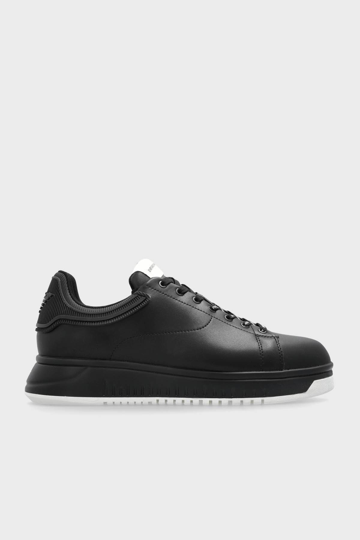 Emporio Armani Logolu Hakiki Deri Kalın Taban Sneaker Erkek Ayakkabı EM003663 AF18212 MC105 SİYAH