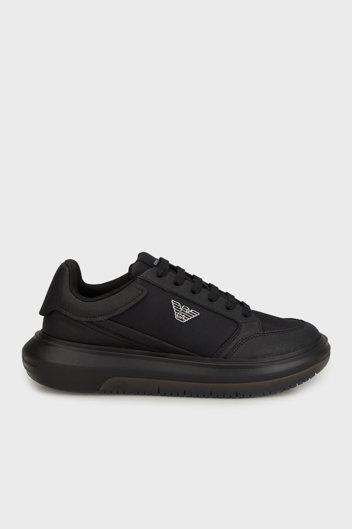 Emporio Armani Logolu Kalın Taban Sneaker Erkek Ayakkabı EM003666 AF19532 MC105 SİYAH