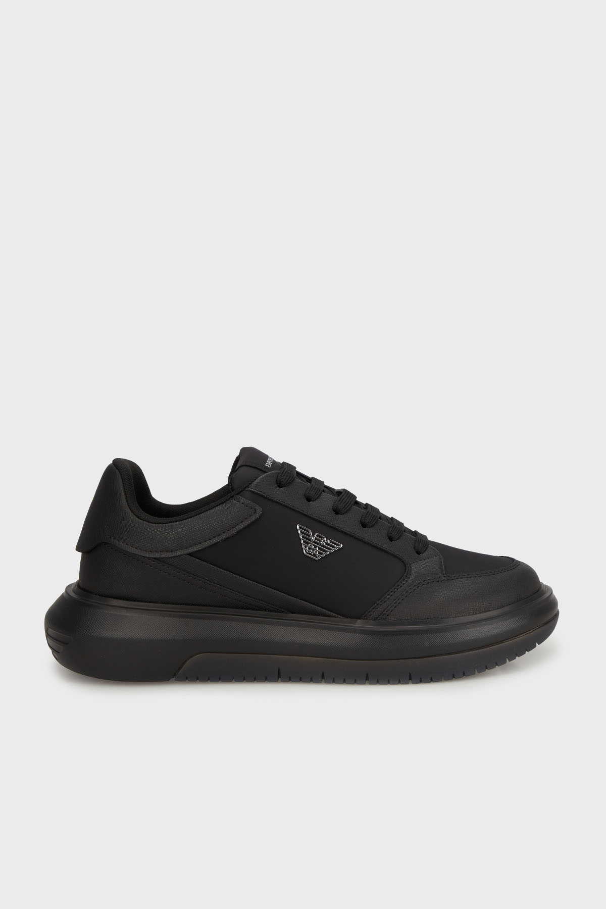 Emporio Armani Logolu Kalın Taban Sneaker Erkek Ayakkabı X4X633 XR325 K001 SİYAH