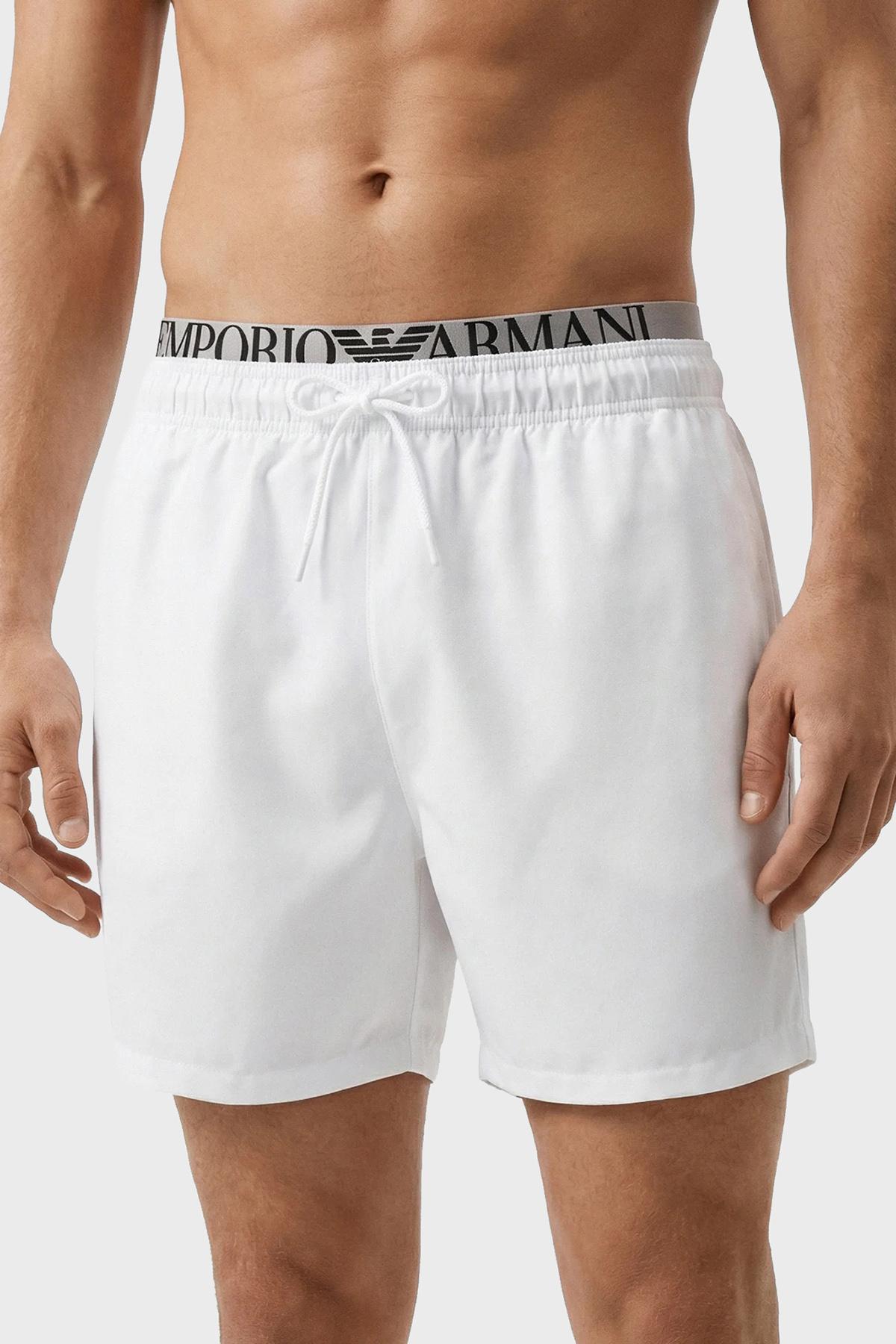 Emporio Armani Logolu Mayo Short Erkek Deniz Şortu EM000686 AF20432 U0002 BEYAZ
