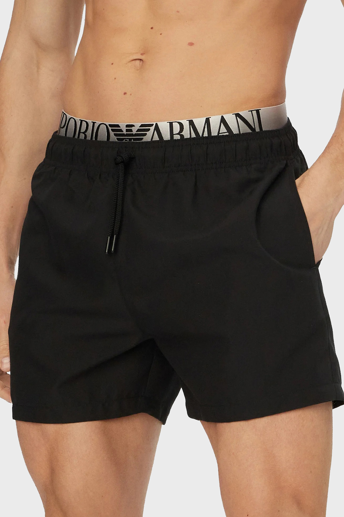 Emporio Armani Logolu Mayo Short Erkek Deniz Şortu EM000687 AF20432 UC001 SİYAH